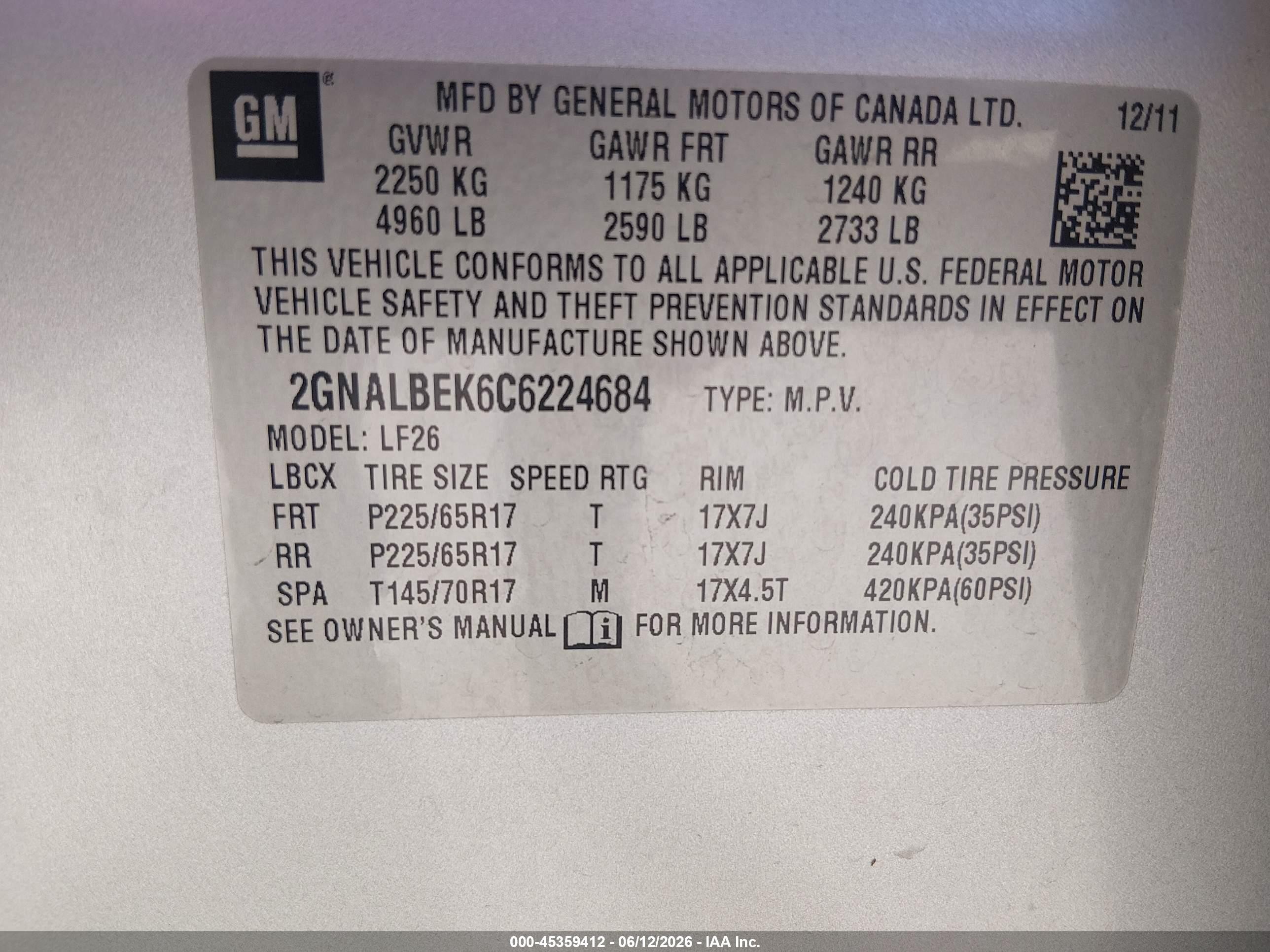 2012 Chevrolet Equinox Ls Gray vin: 2GNALBEK6C6224684