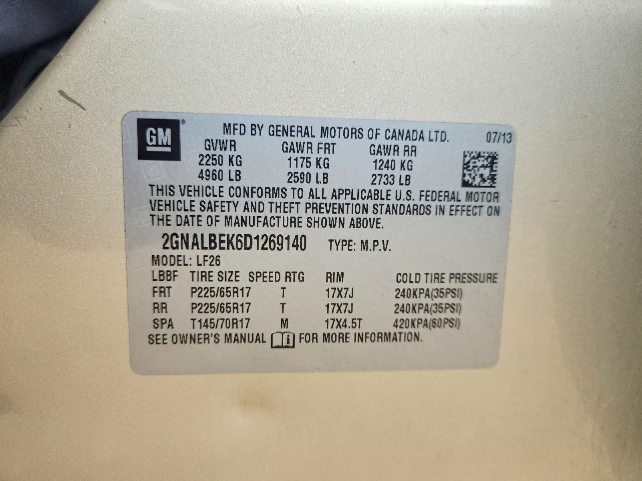 2013 Chevrolet Equinox Ls Beige vin: 2GNALBEK6D1269140