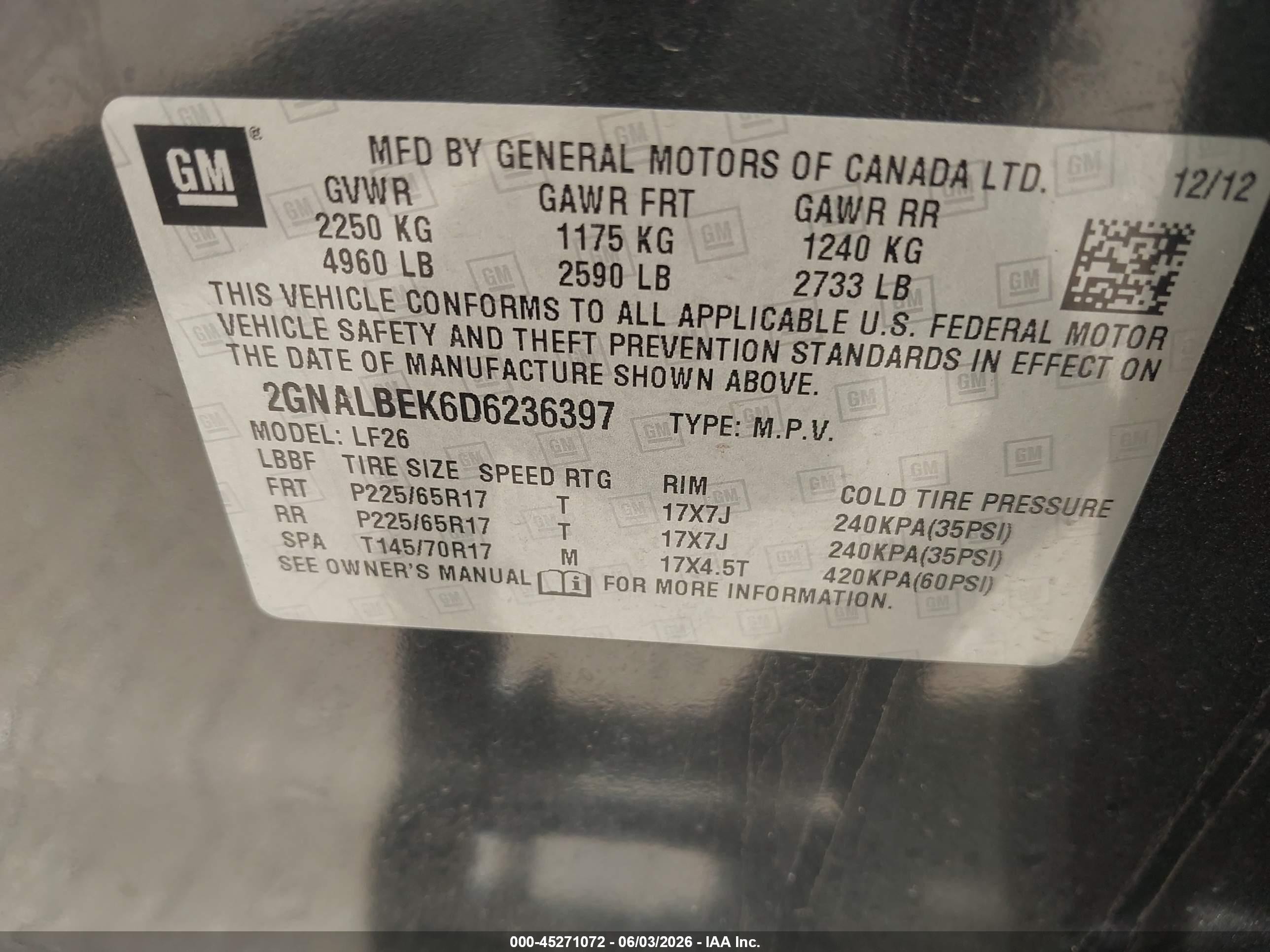 2013 Chevrolet Equinox Ls Gray vin: 2GNALBEK6D6236397