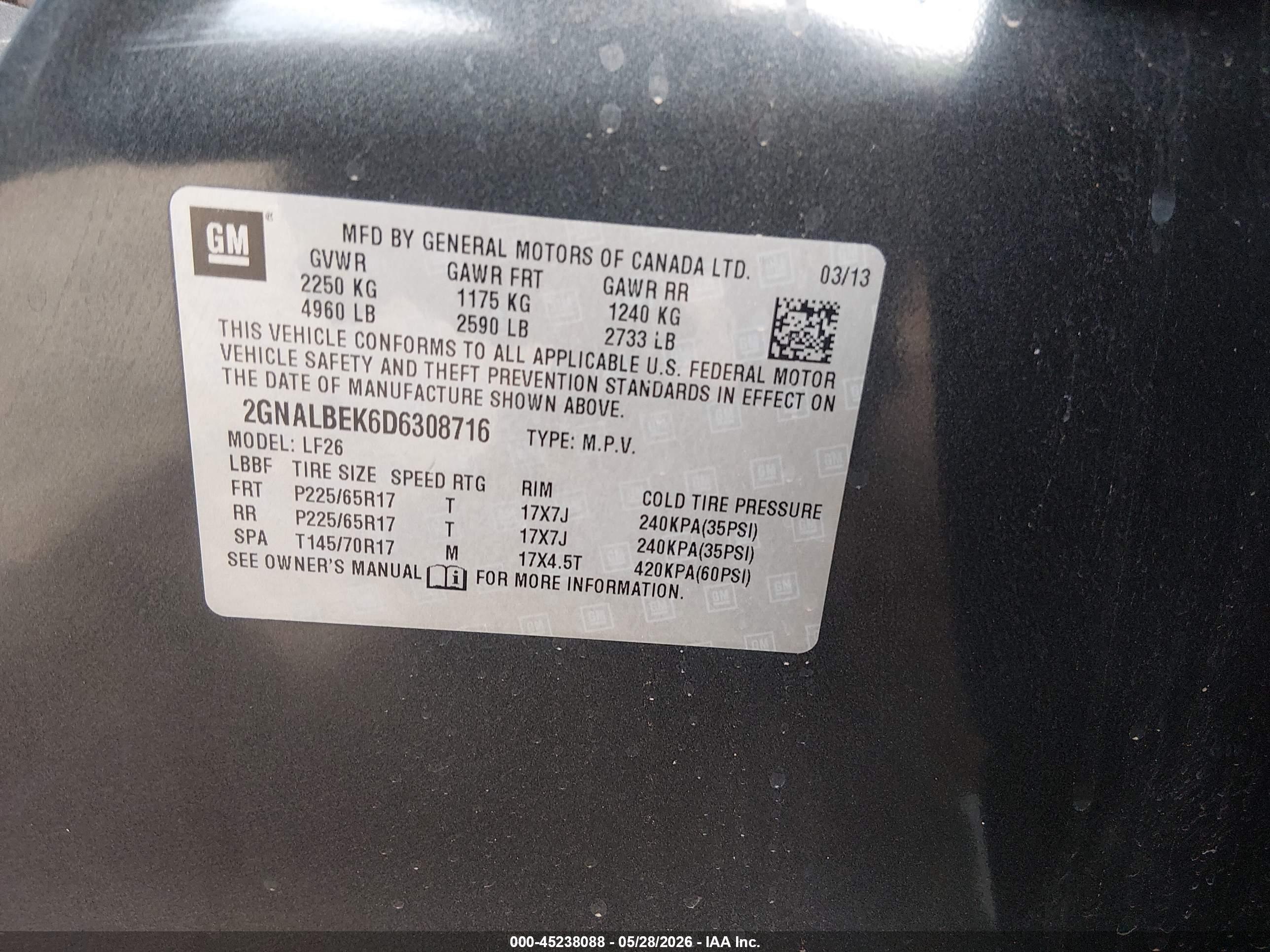 2013 Chevrolet Equinox Ls Gray vin: 2GNALBEK6D6308716