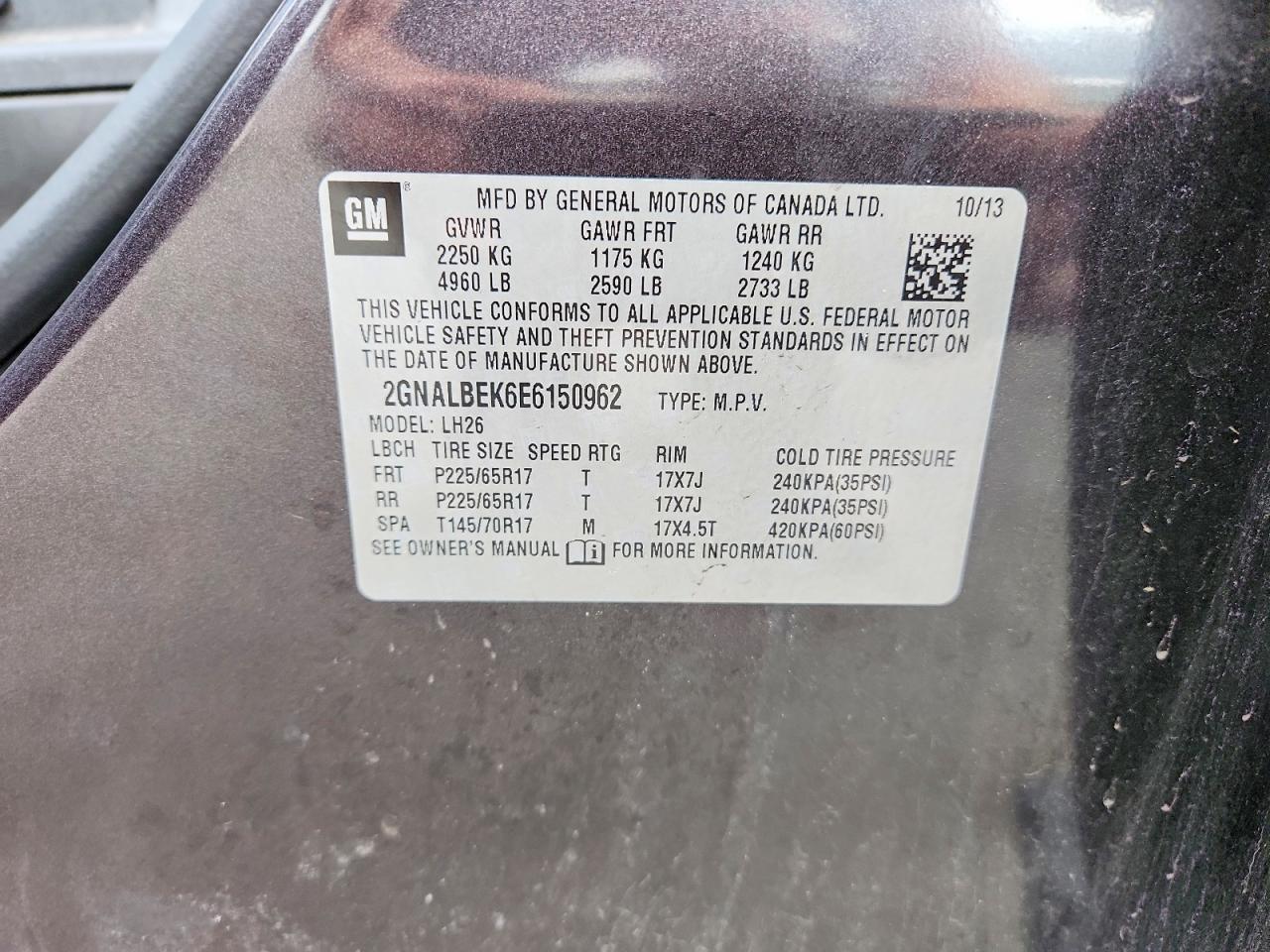 2014 Chevrolet Equinox Lt Gray vin: 2GNALBEK6E6150962