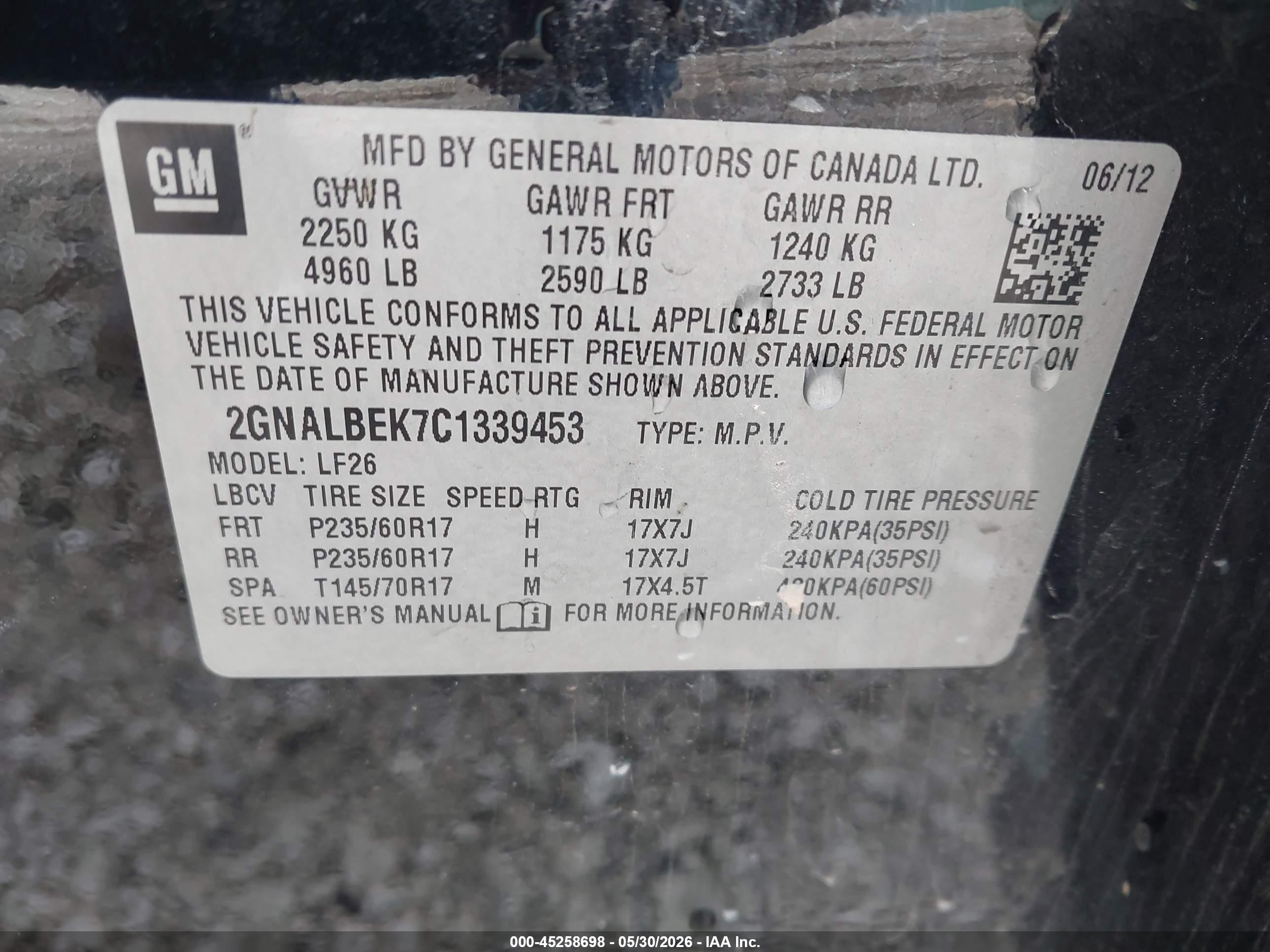 2012 Chevrolet Equinox Ls Black vin: 2GNALBEK7C1339453