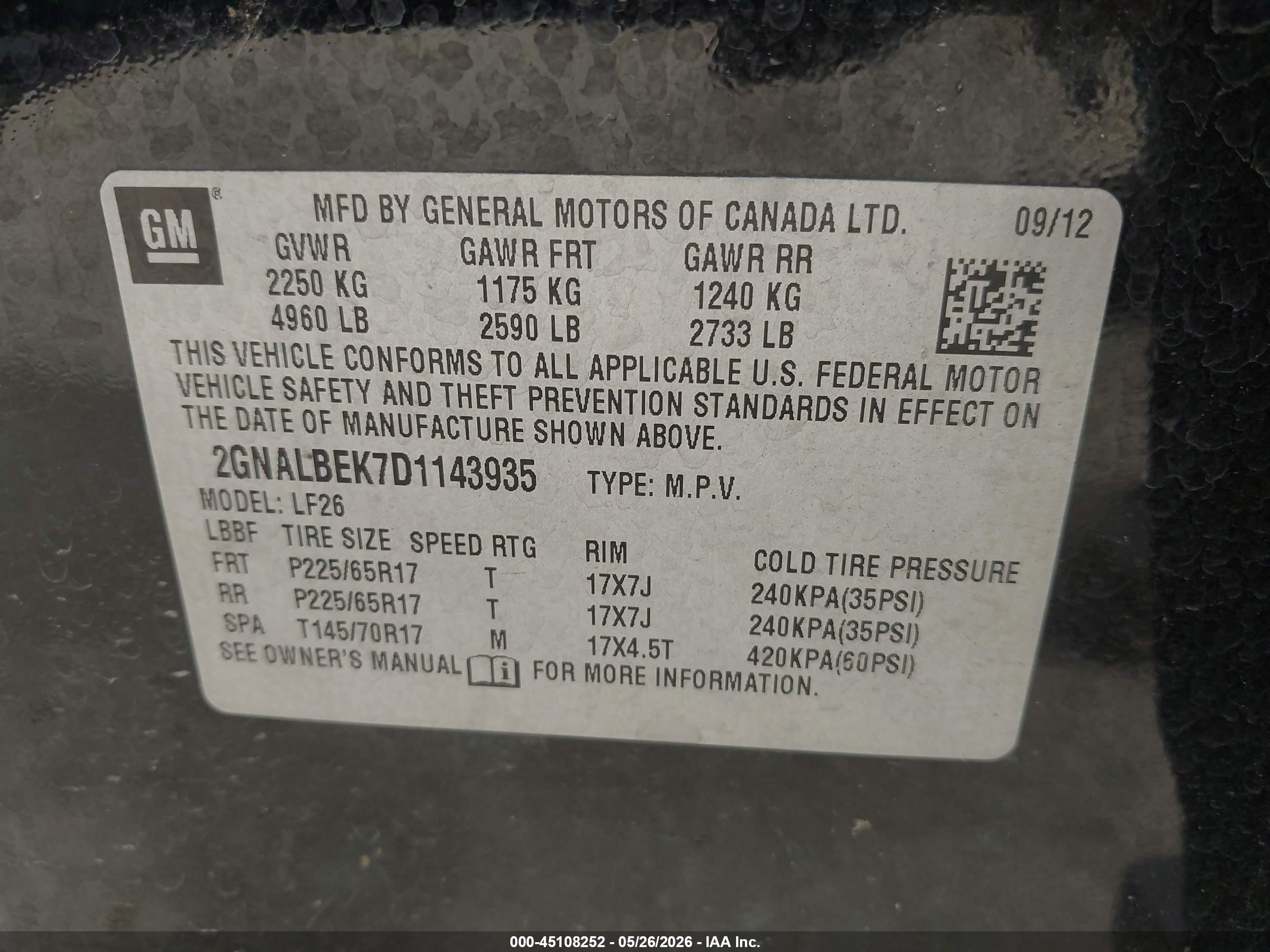 2013 Chevrolet Equinox Ls Черный vin: 2GNALBEK7D1143935