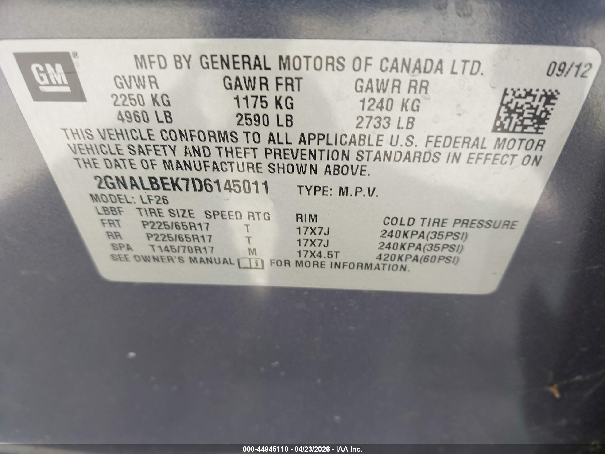 2013 Chevrolet Equinox Ls Blue vin: 2GNALBEK7D6145011
