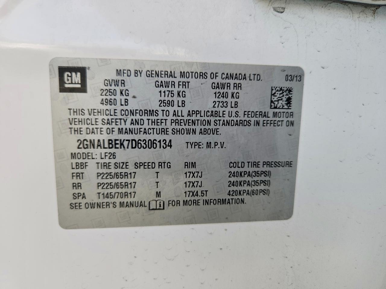 2013 Chevrolet Equinox Ls White vin: 2GNALBEK7D6306134