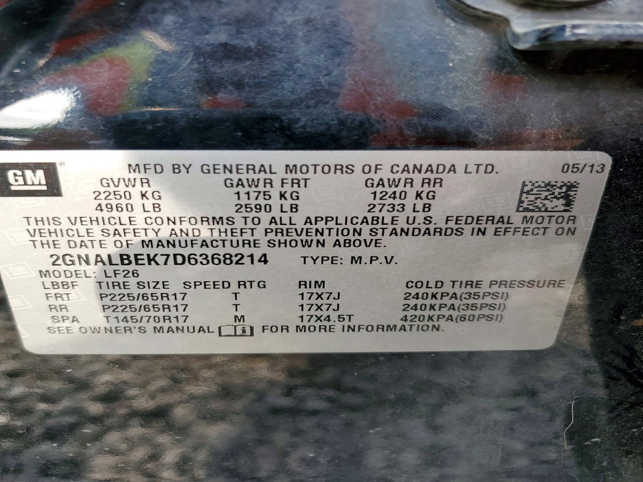 2013 Chevrolet Equinox Ls Black vin: 2GNALBEK7D6368214