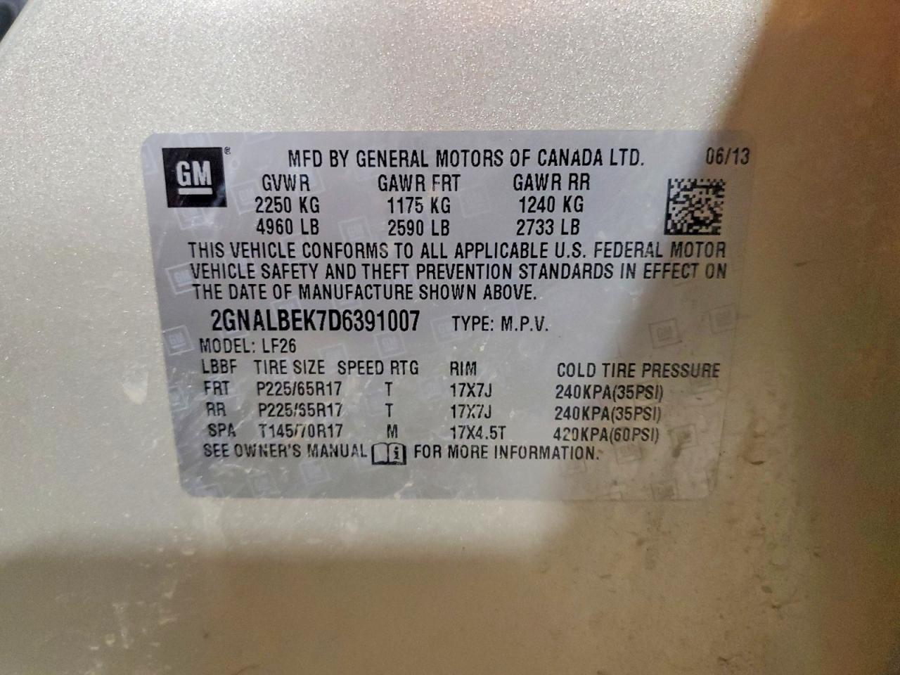 2013 Chevrolet Equinox Ls Tan vin: 2GNALBEK7D6391007
