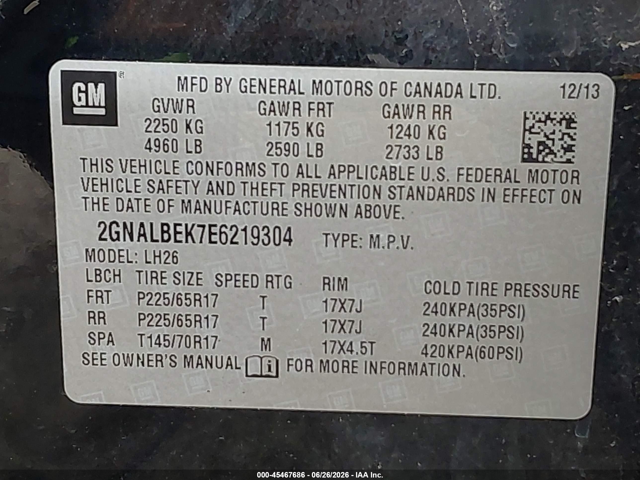 2014 Chevrolet Equinox Lt Black vin: 2GNALBEK7E6219304