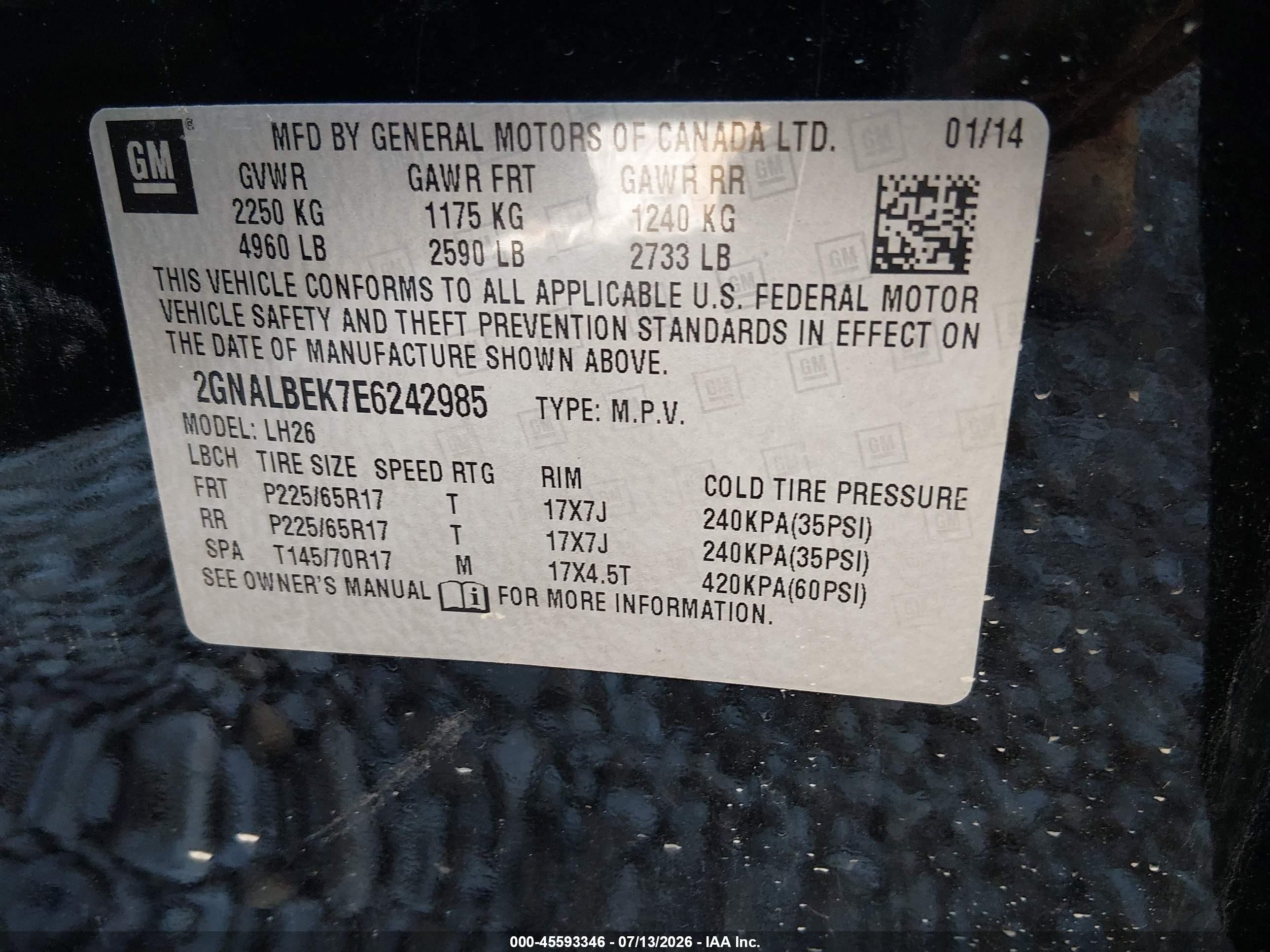 2014 Chevrolet Equinox Lt Черный vin: 2GNALBEK7E6242985