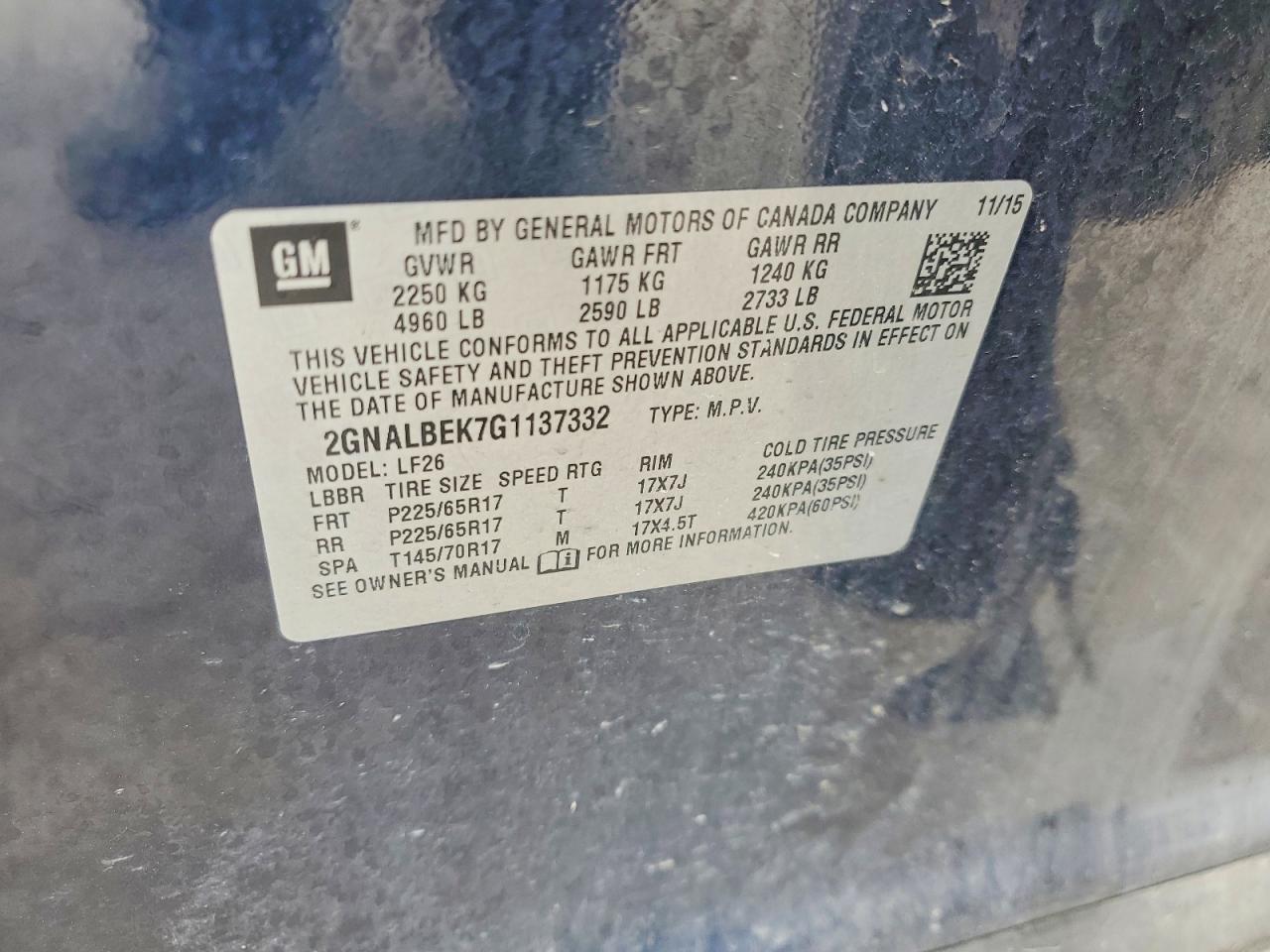 2016 Chevrolet Equinox Ls Blue vin: 2GNALBEK7G1137332