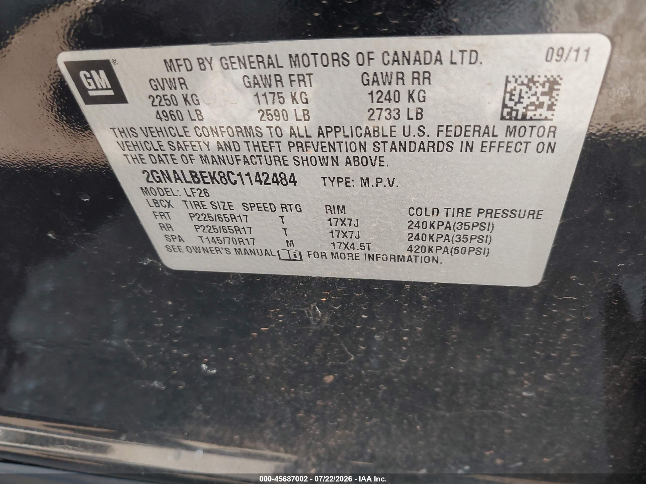 2012 Chevrolet Equinox Ls Black vin: 2GNALBEK8C1142484
