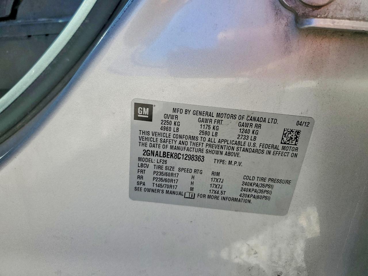 2012 Chevrolet Equinox Ls Silver vin: 2GNALBEK8C1298363