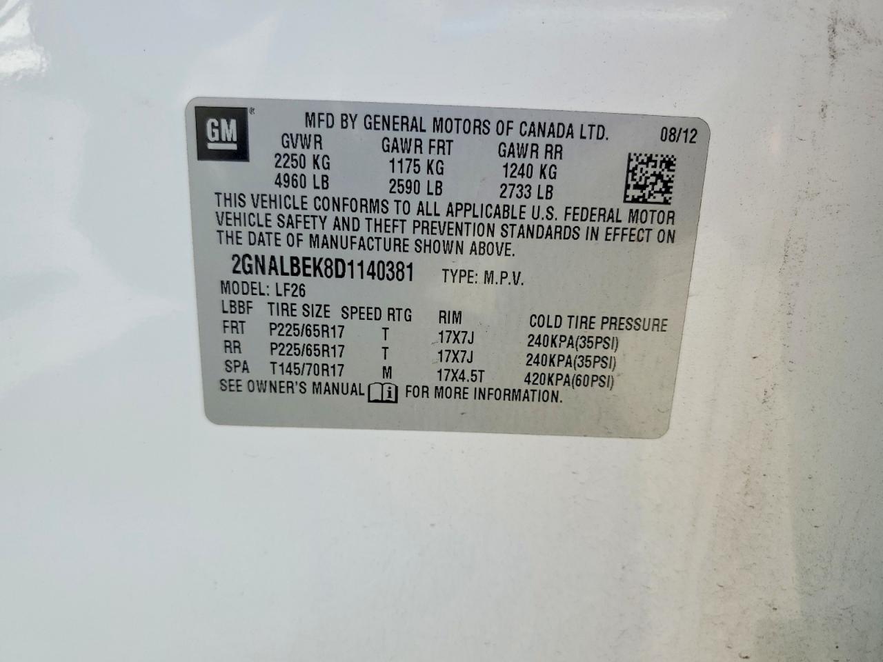 2013 Chevrolet Equinox Ls White vin: 2GNALBEK8D1140381