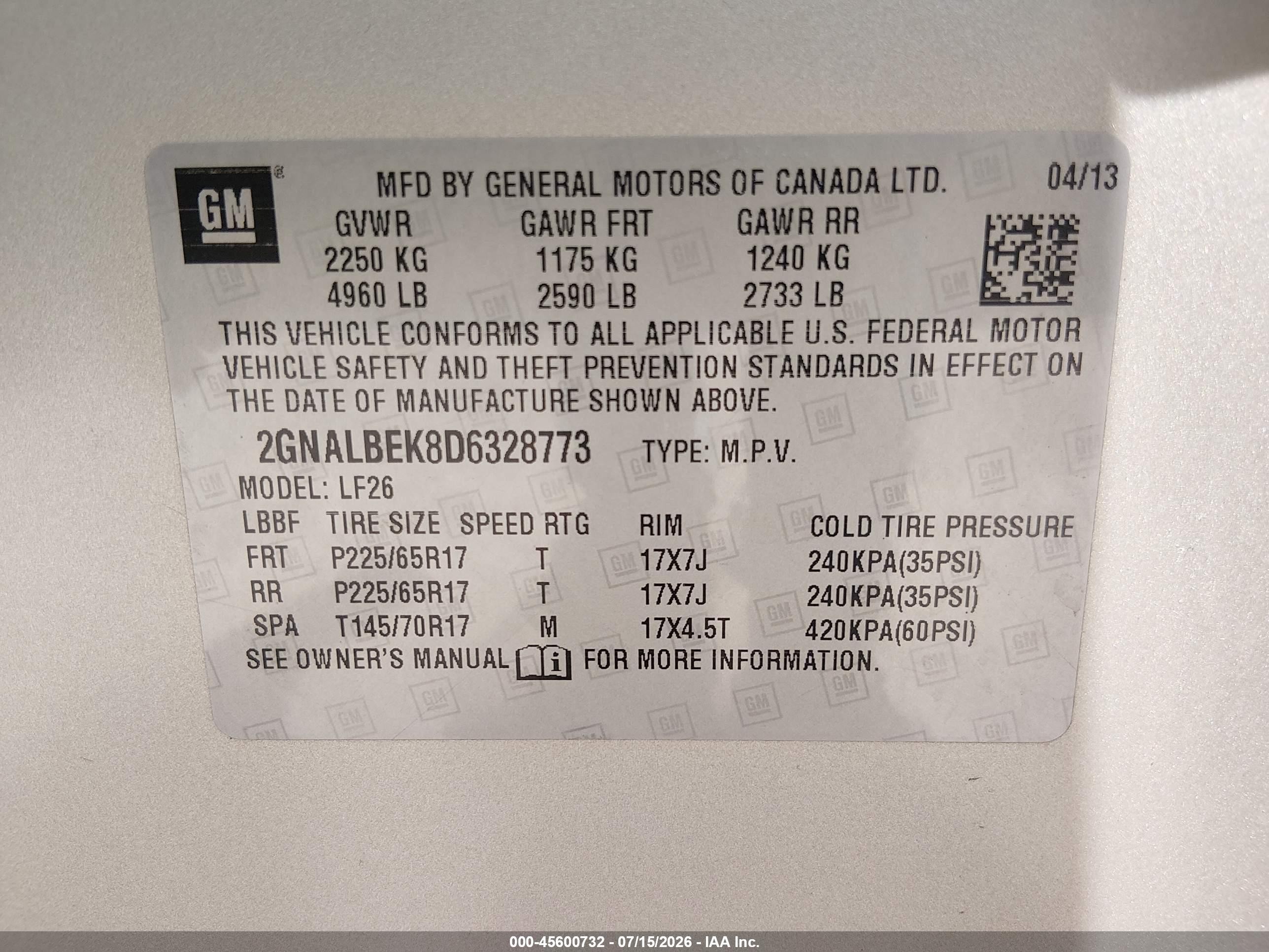 2013 Chevrolet Equinox Ls Gold vin: 2GNALBEK8D6328773