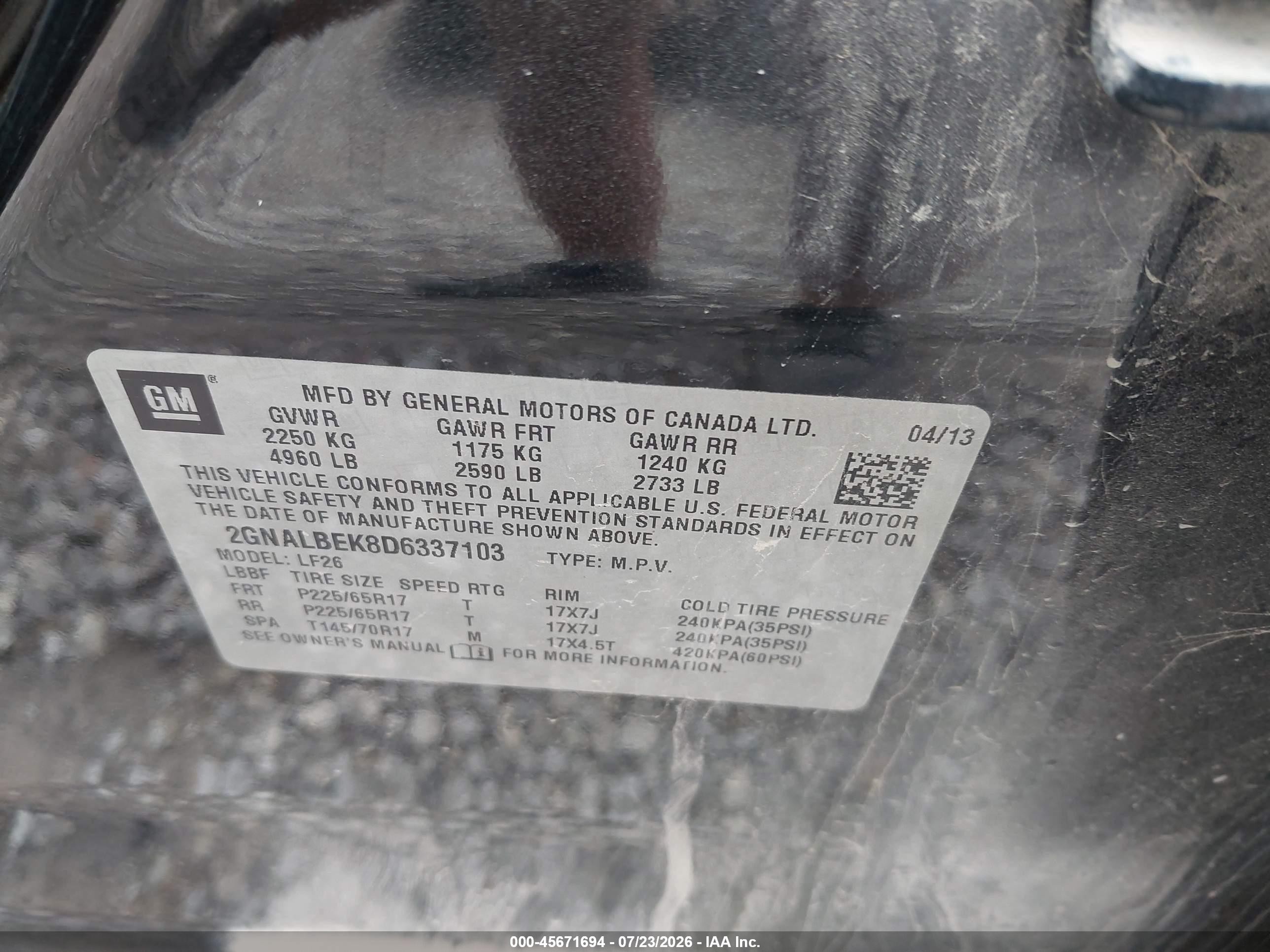 2013 Chevrolet Equinox Ls Black vin: 2GNALBEK8D6337103