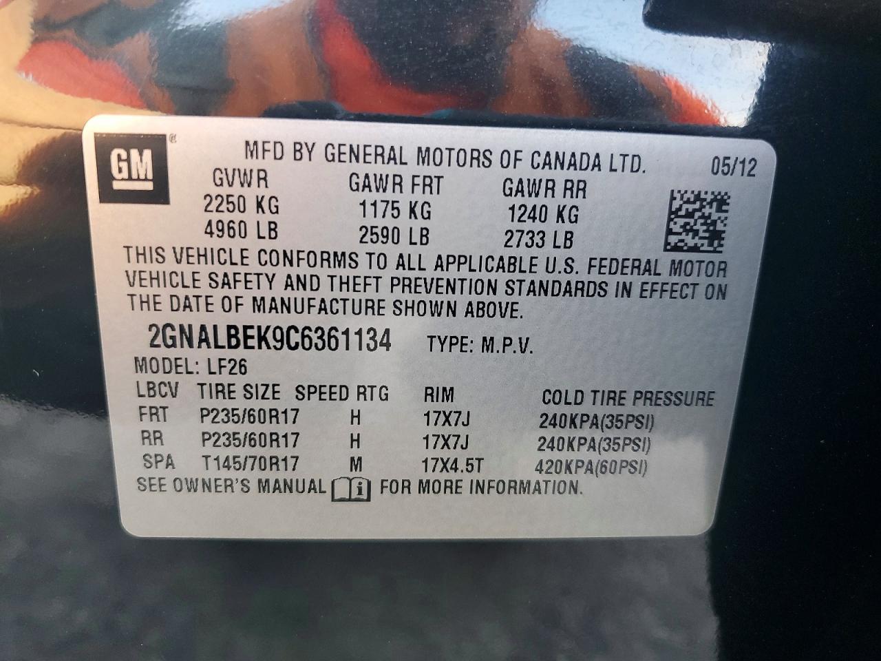 2012 Chevrolet Equinox Ls Black vin: 2GNALBEK9C6361134