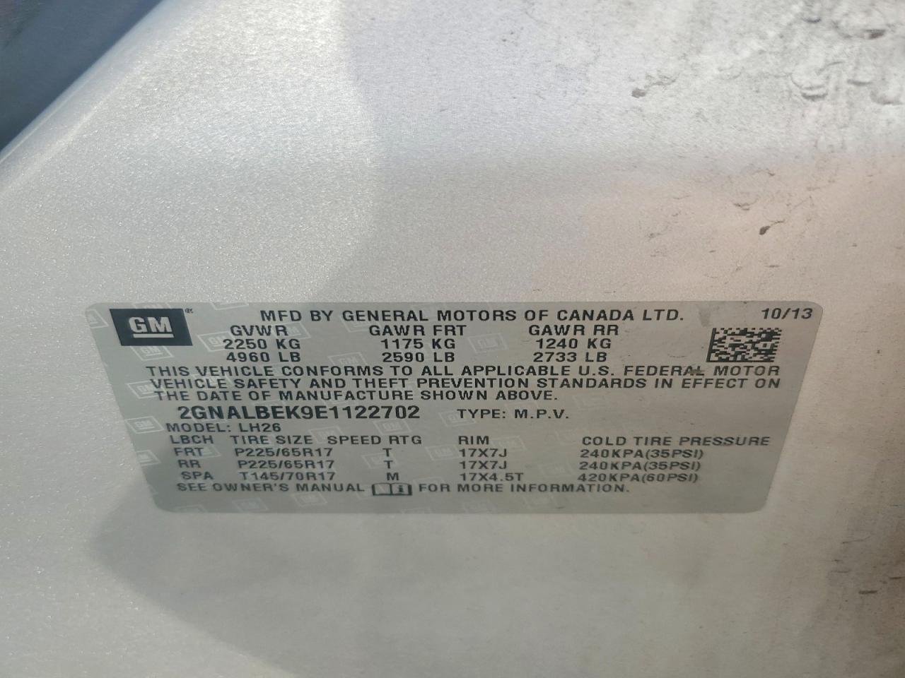 2014 Chevrolet Equinox Lt Серебряный vin: 2GNALBEK9E1122702