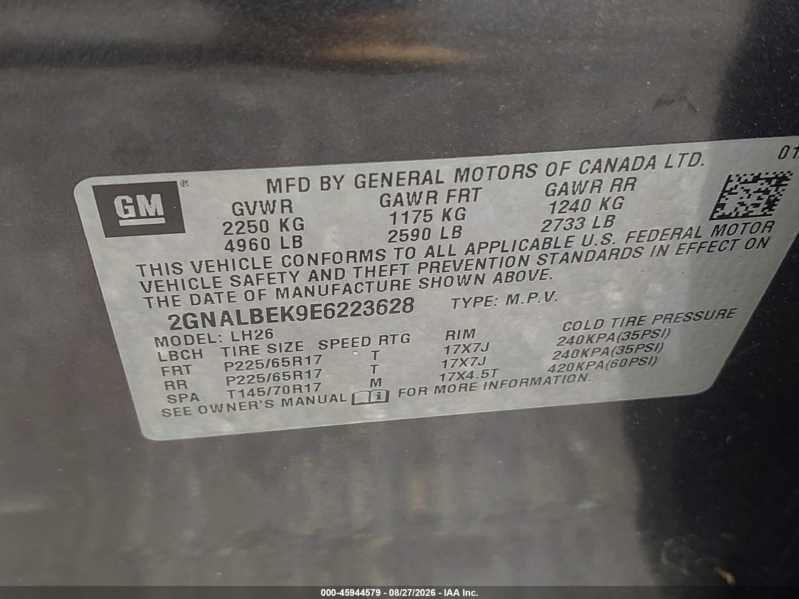 2014 Chevrolet Equinox 1lt Black vin: 2GNALBEK9E6223628