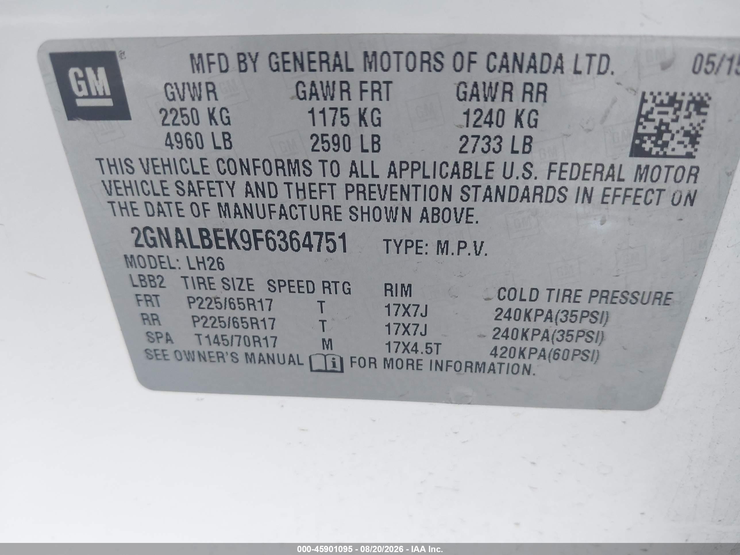 2015 Chevrolet Equinox Lt White vin: 2GNALBEK9F6364751