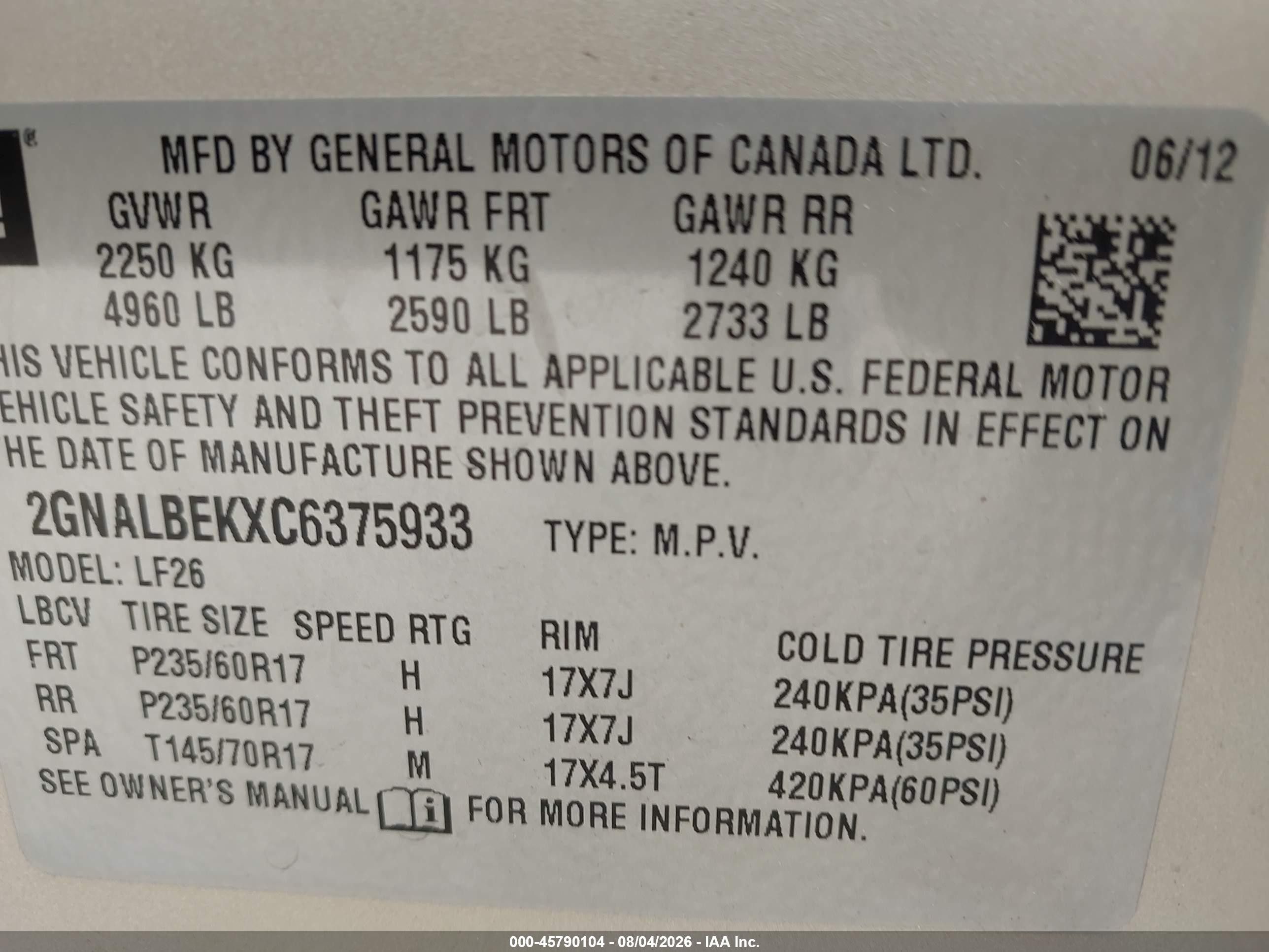 2012 Chevrolet Equinox Ls Gold vin: 2GNALBEKXC6375933