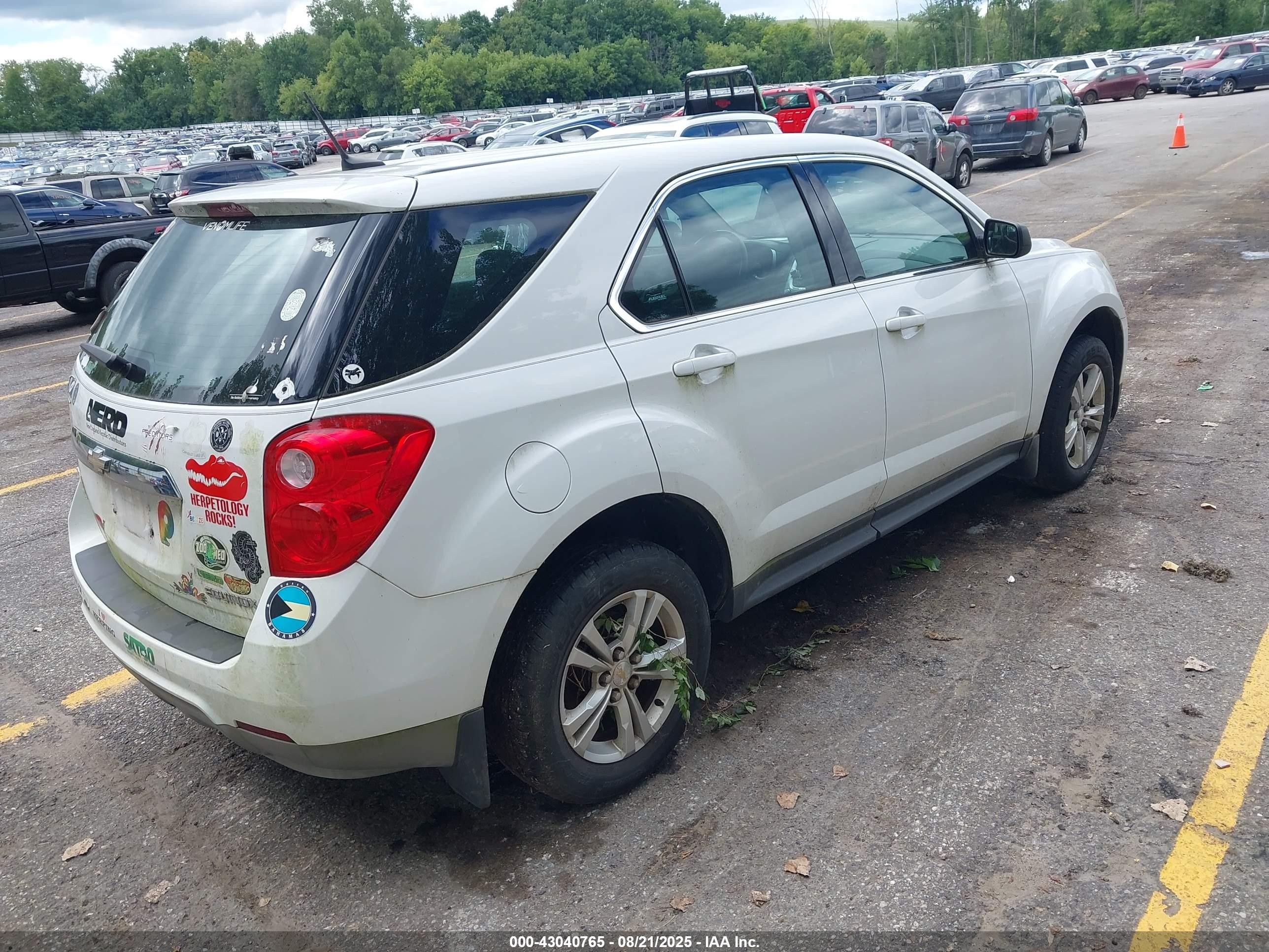 2013 Chevrolet Equinox Ls White vin: 2GNALBEKXD1200922