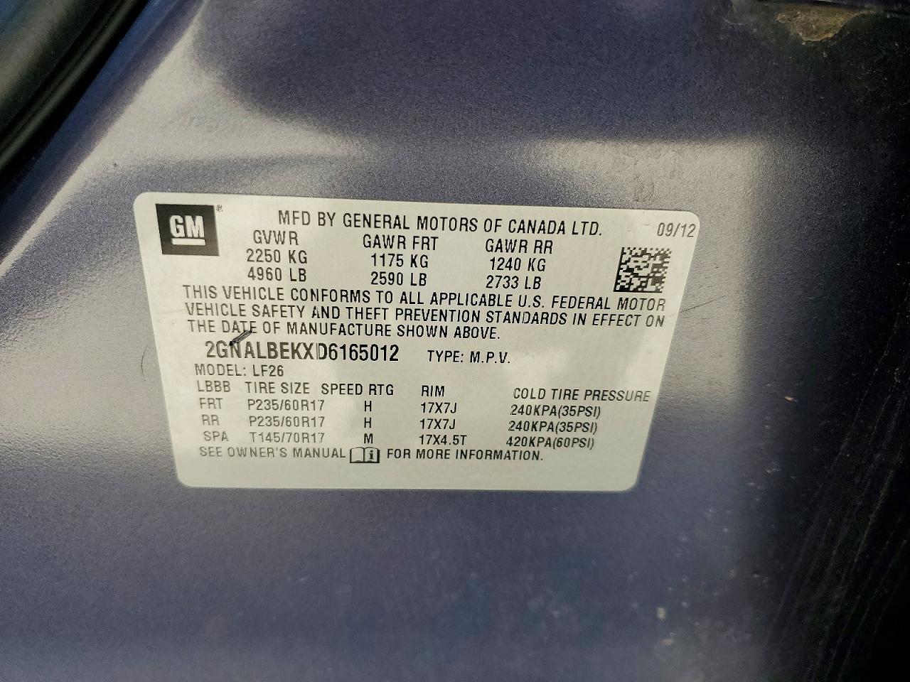 2013 Chevrolet Equinox Gray vin: 2GNALBEKXD6165012