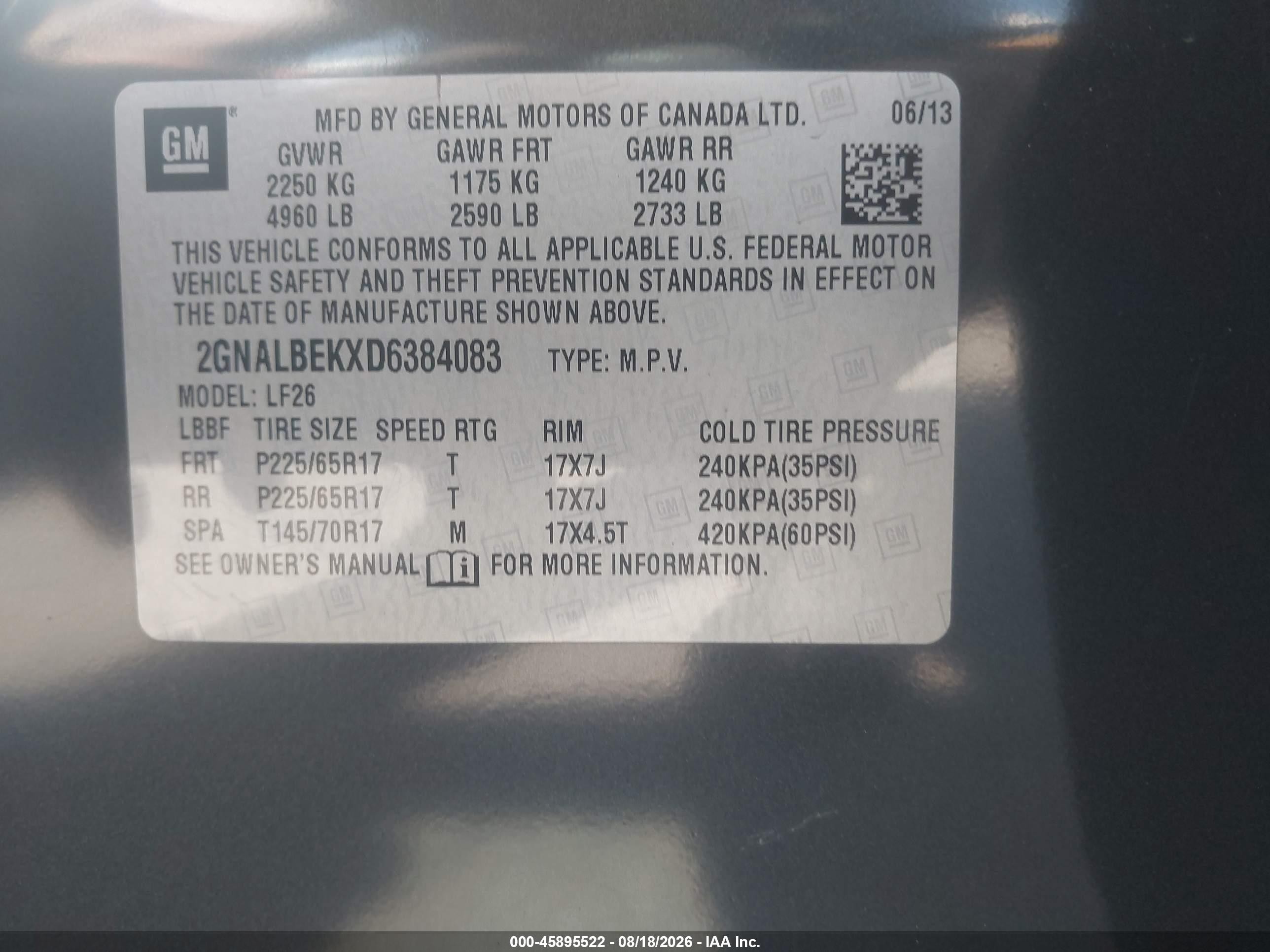 2013 Chevrolet Equinox Ls Black vin: 2GNALBEKXD6384083