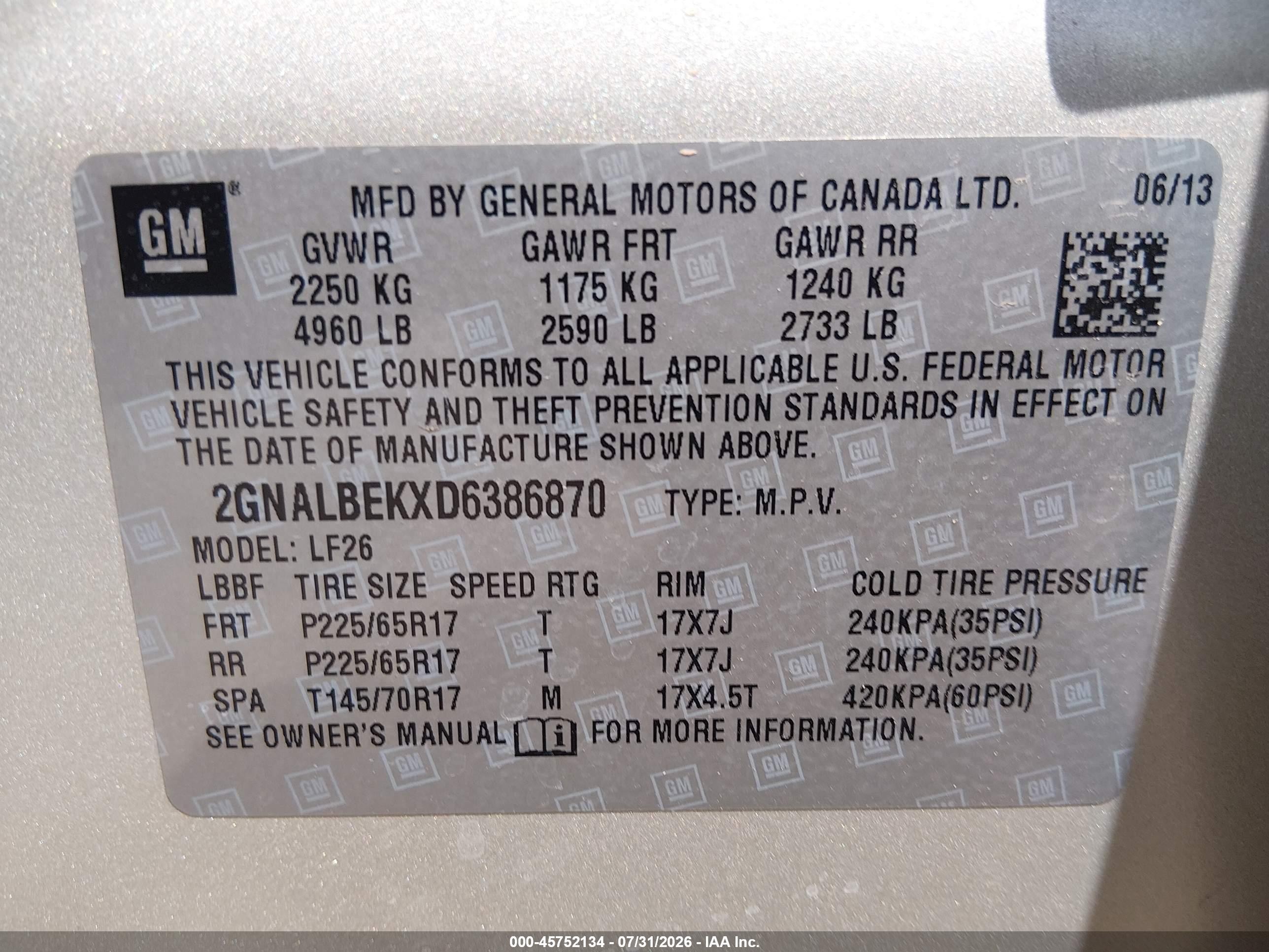 2013 Chevrolet Equinox Ls Champagne vin: 2GNALBEKXD6386870