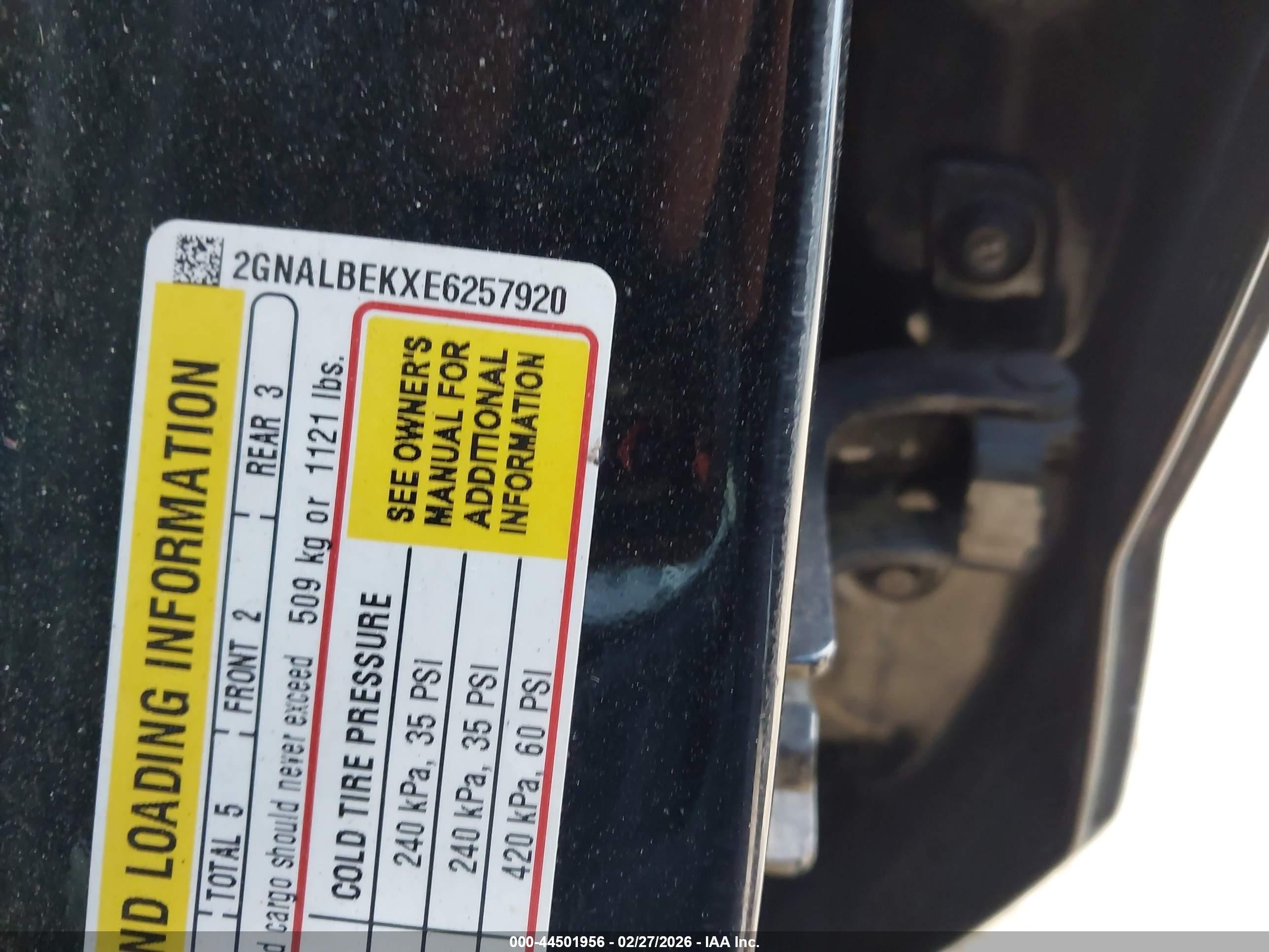 2014 Chevrolet Equinox 1lt Black vin: 2GNALBEKXE6257920