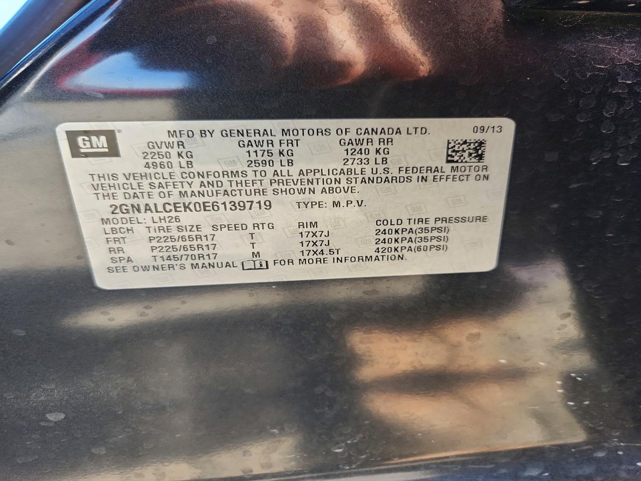 2014 Chevrolet Equinox Lt Blue vin: 2GNALCEK0E6139719