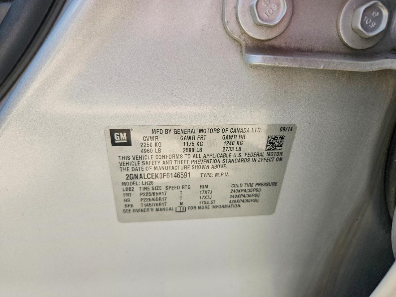 2015 Chevrolet Equinox Lt Silver vin: 2GNALCEK0F6146591