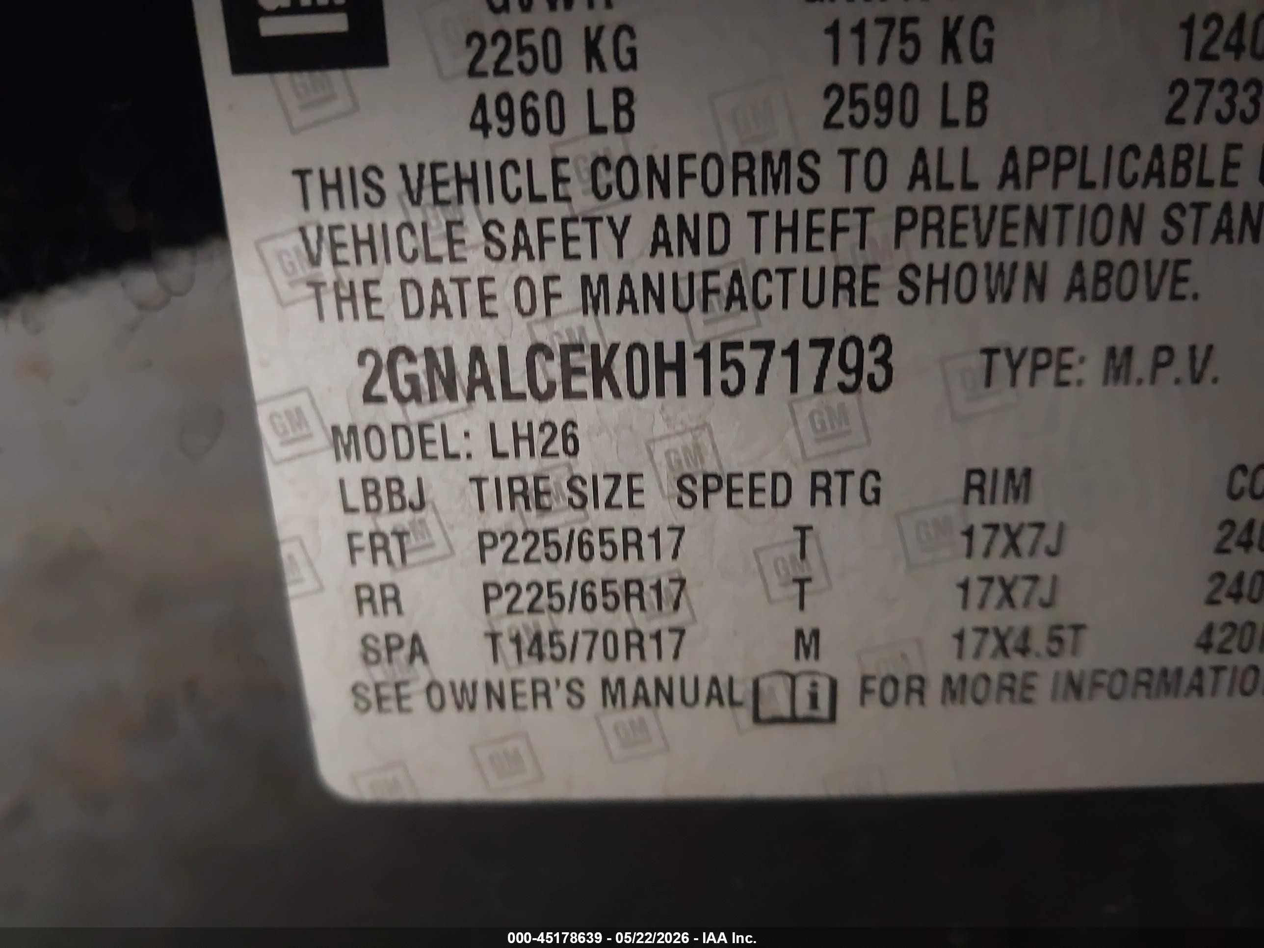 2017 Chevrolet Equinox Lt Black vin: 2GNALCEK0H1571793