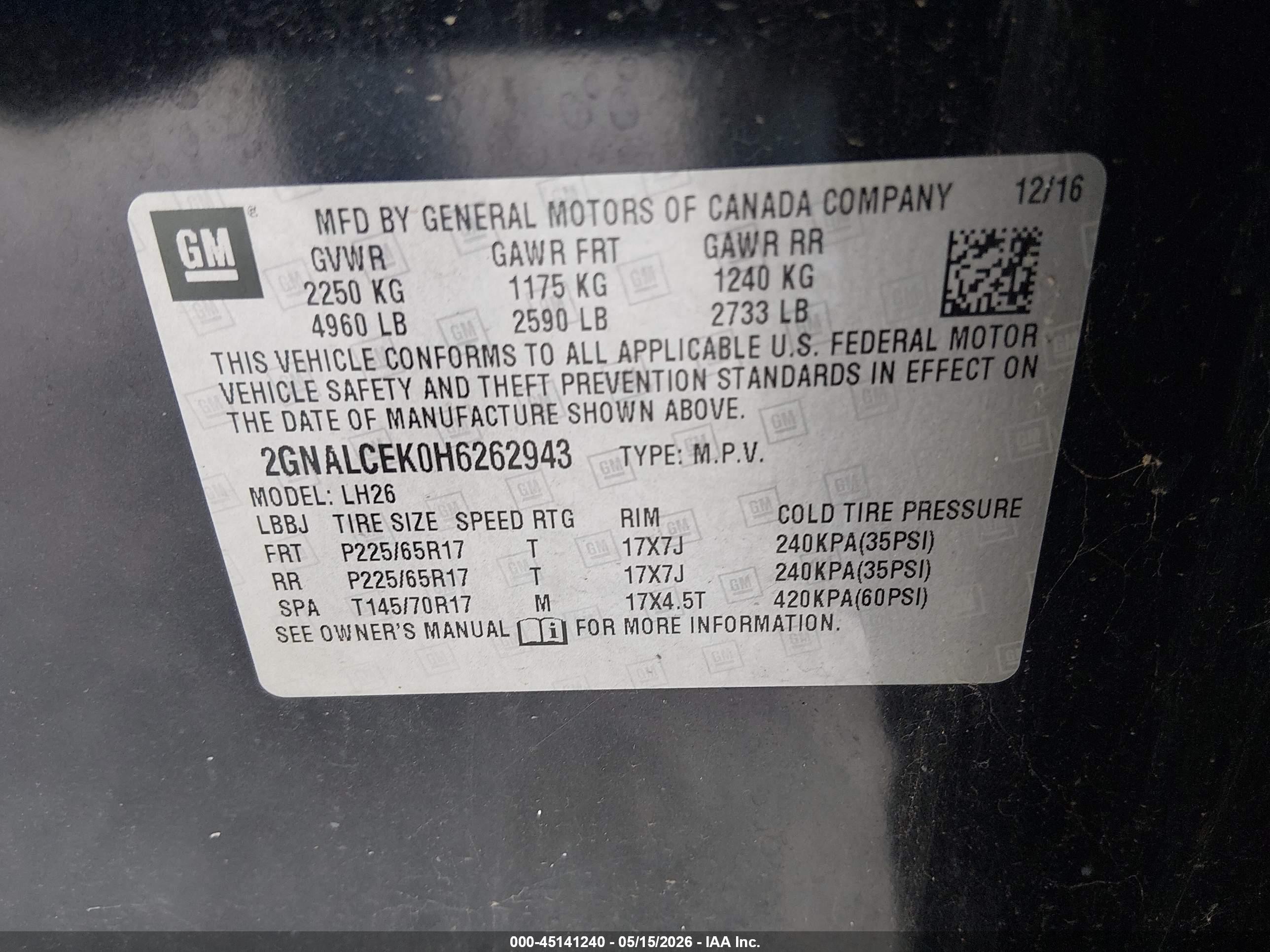 2017 Chevrolet Equinox Lt Dark Blue vin: 2GNALCEK0H6262943