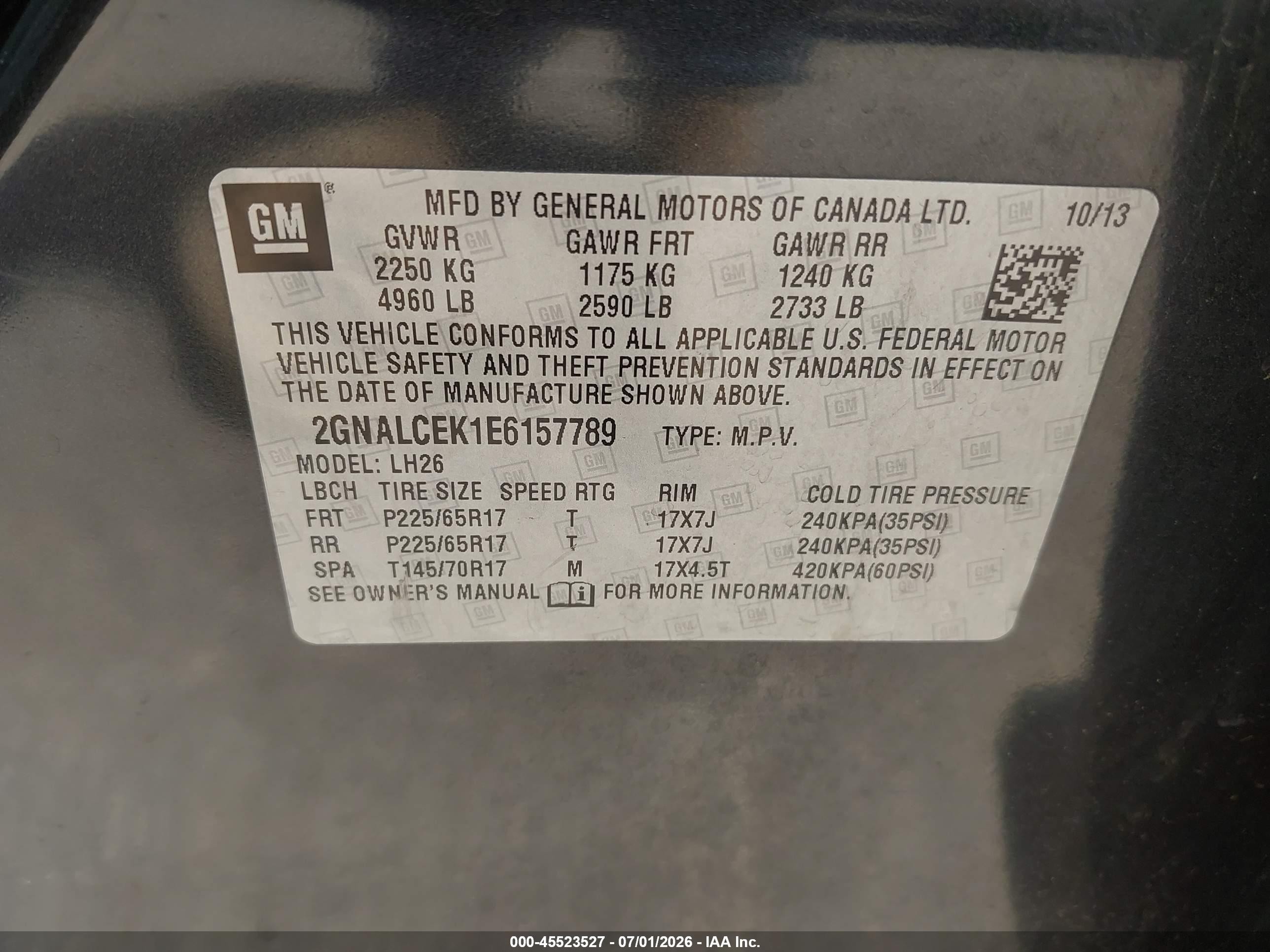 2014 Chevrolet Equinox Lt Gray vin: 2GNALCEK1E6157789