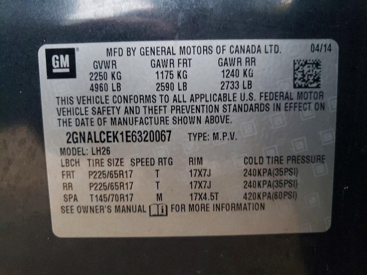 2014 Chevrolet Equinox Lt Gray vin: 2GNALCEK1E6320067