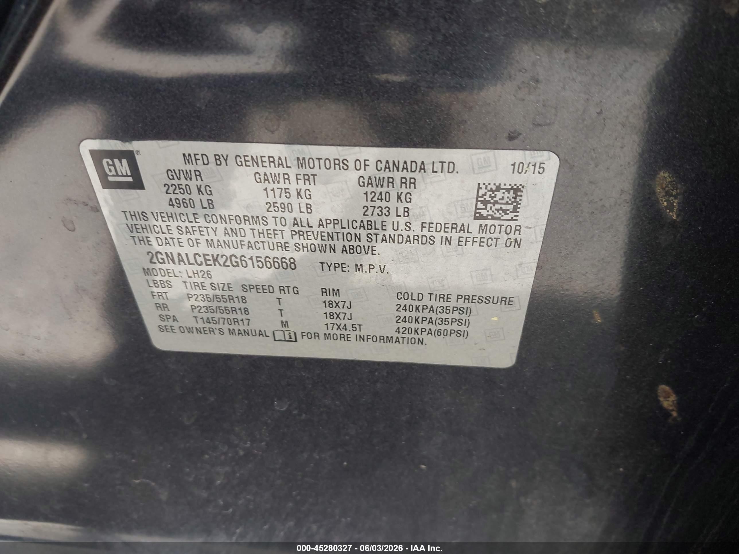 2016 Chevrolet Equinox Lt Gray vin: 2GNALCEK2G6156668