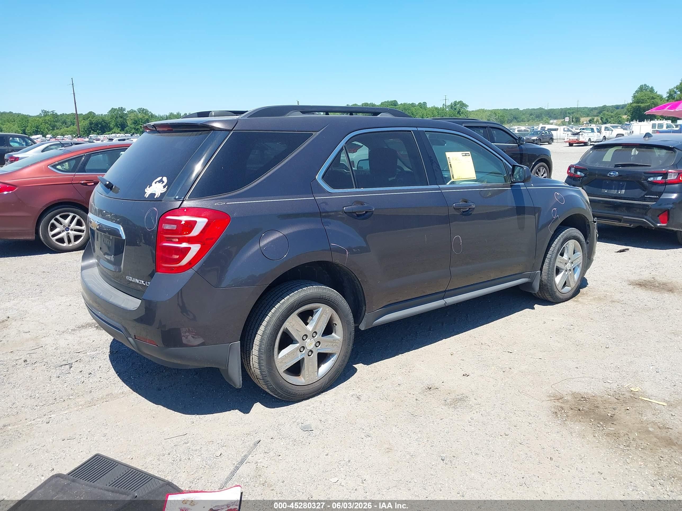 2016 Chevrolet Equinox Lt Gray vin: 2GNALCEK2G6156668