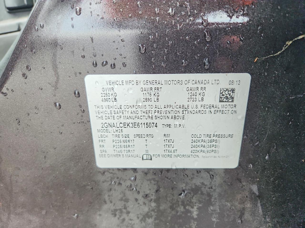 2014 Chevrolet Equinox Lt Black vin: 2GNALCEK3E6115074