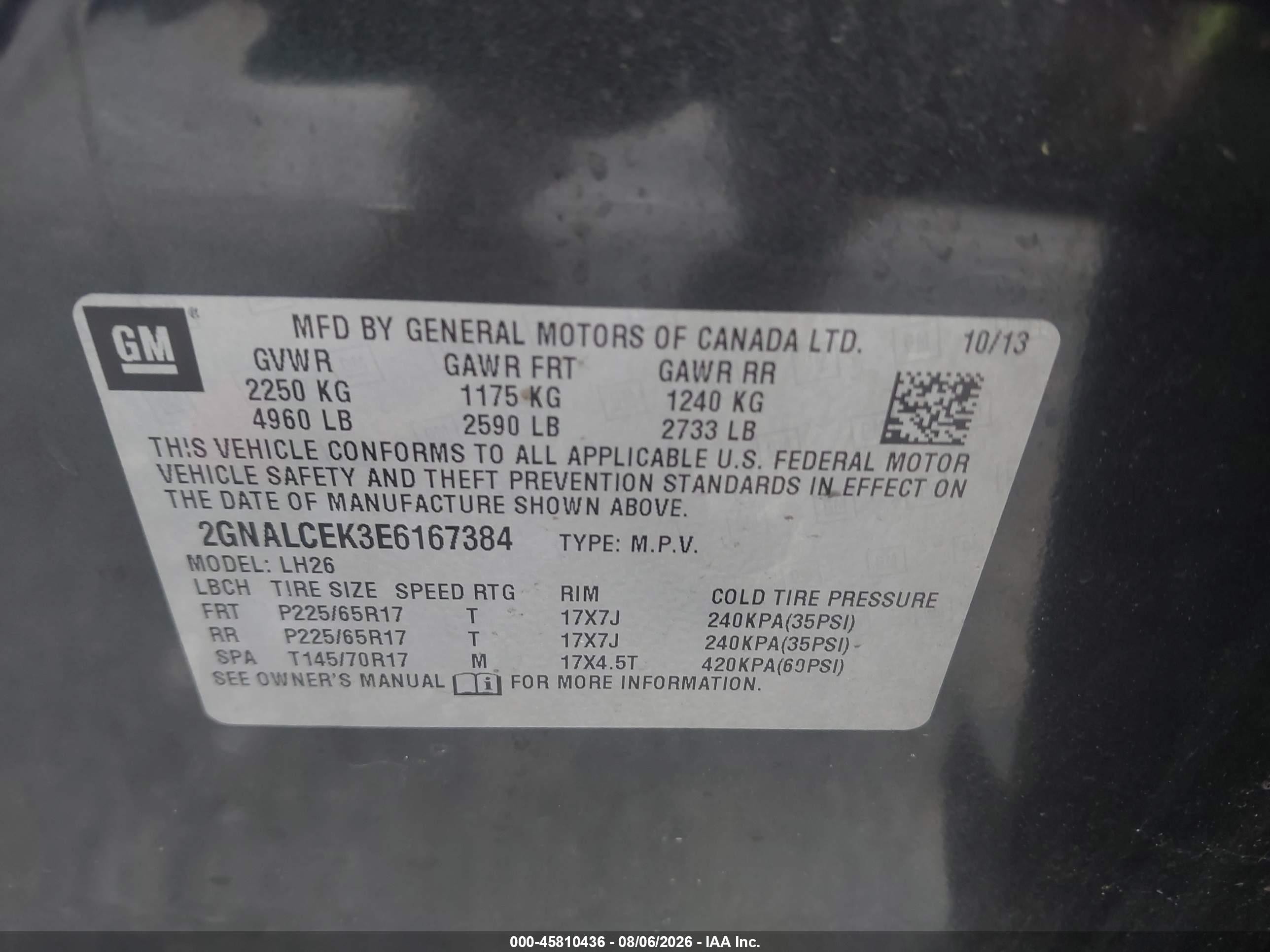 2014 Chevrolet Equinox Lt Черный vin: 2GNALCEK3E6167384