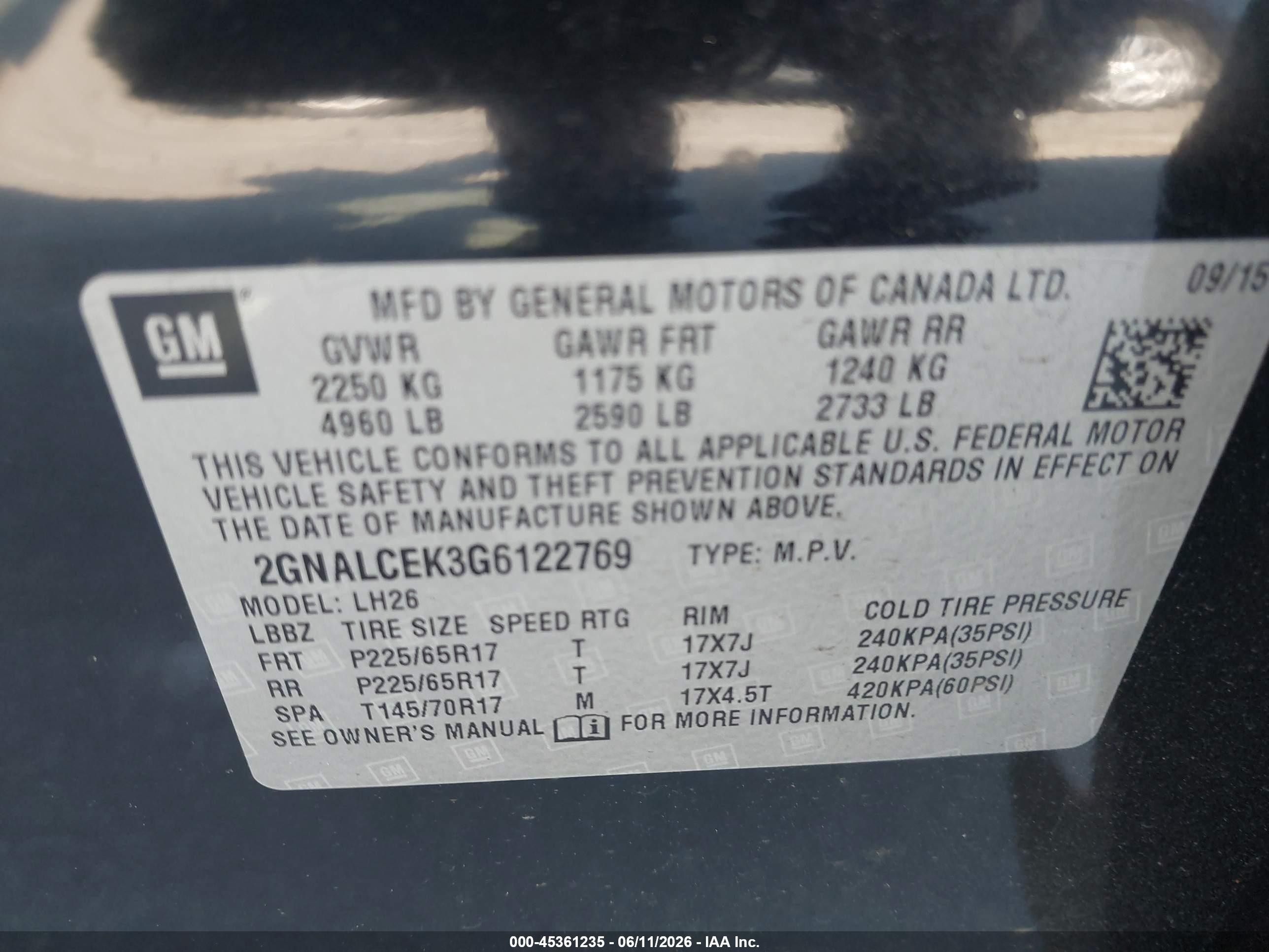 2016 Chevrolet Equinox Lt Black vin: 2GNALCEK3G6122769