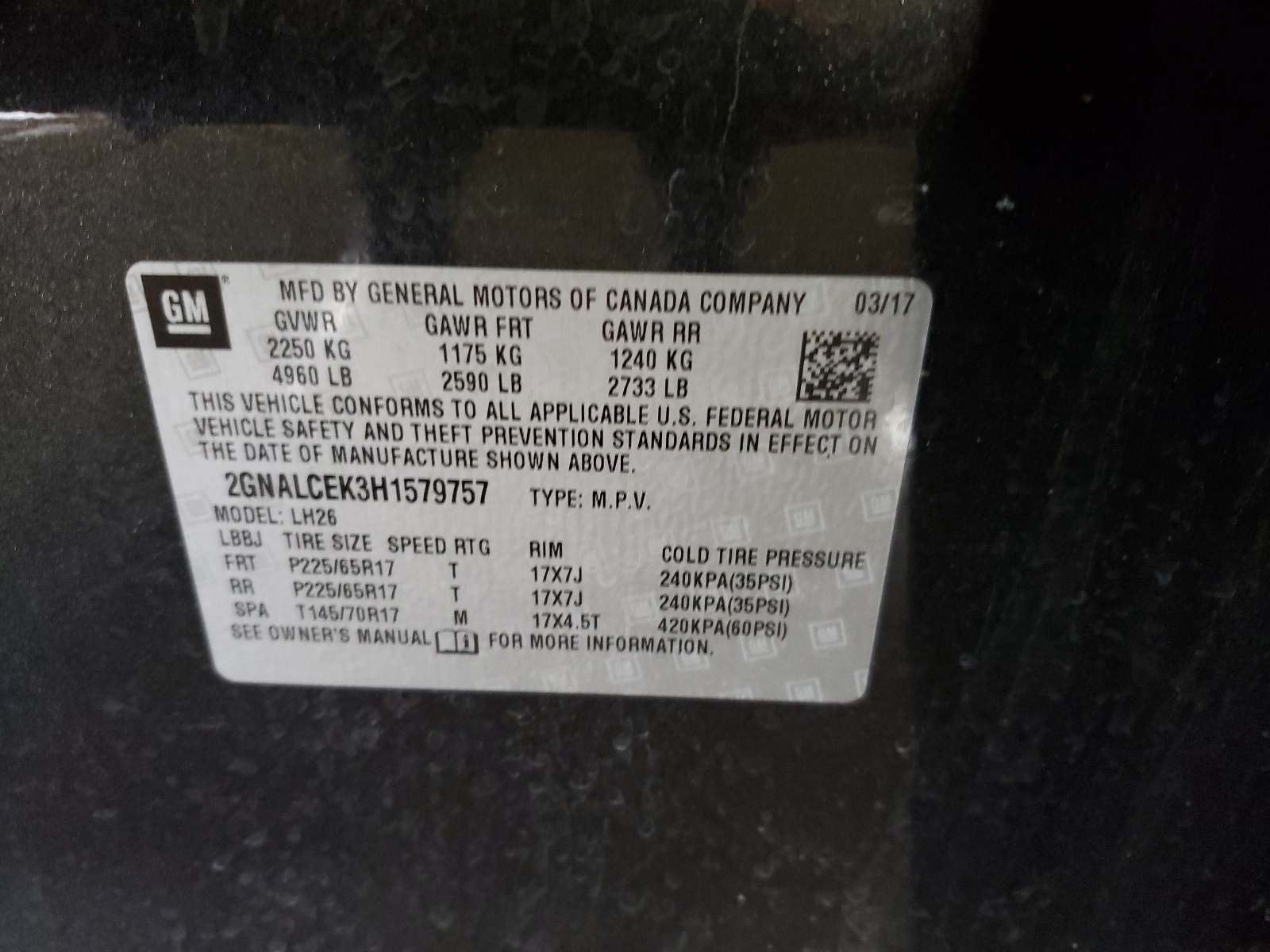 2017 Chevrolet Equinox Lt Charcoal vin: 2GNALCEK3H1579757