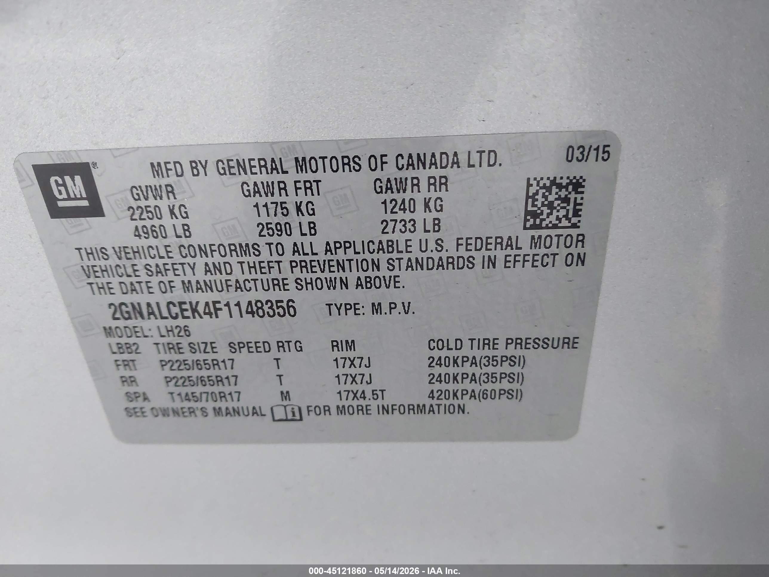 2015 Chevrolet Equinox 2lt Серебряный vin: 2GNALCEK4F1148356