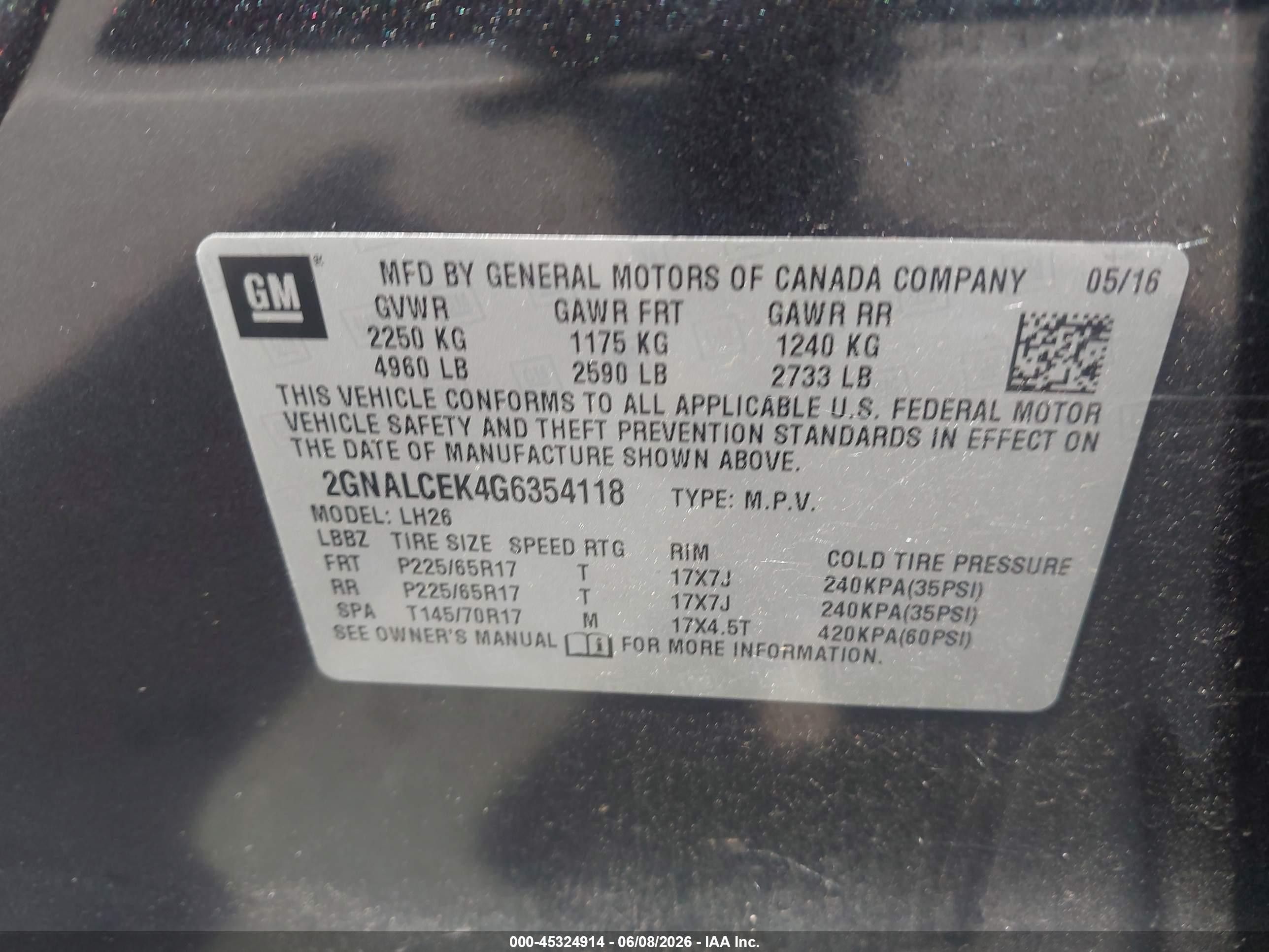 2016 Chevrolet Equinox Lt Gray vin: 2GNALCEK4G6354118