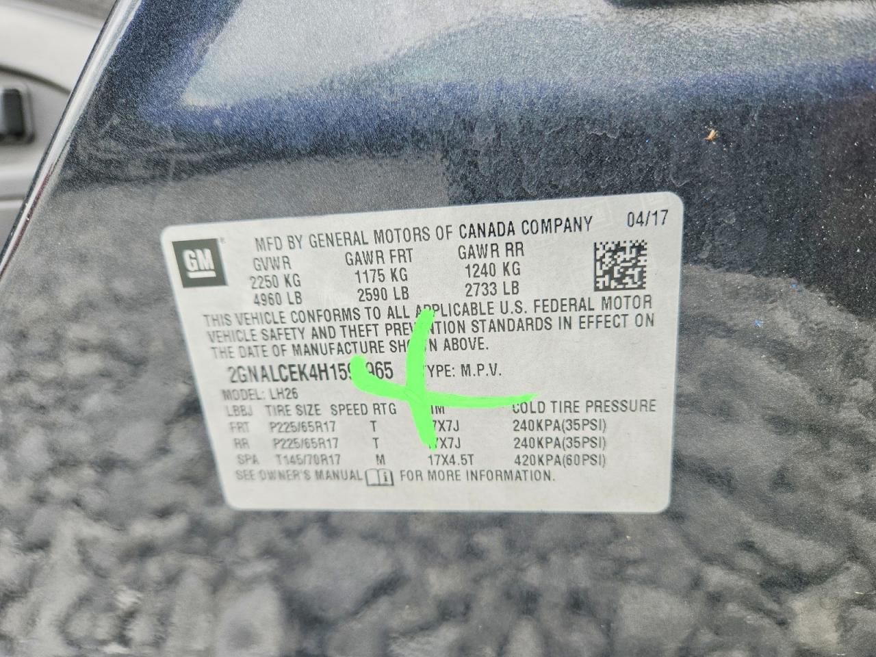 2017 Chevrolet Equinox Lt Серый vin: 2GNALCEK4H1591965