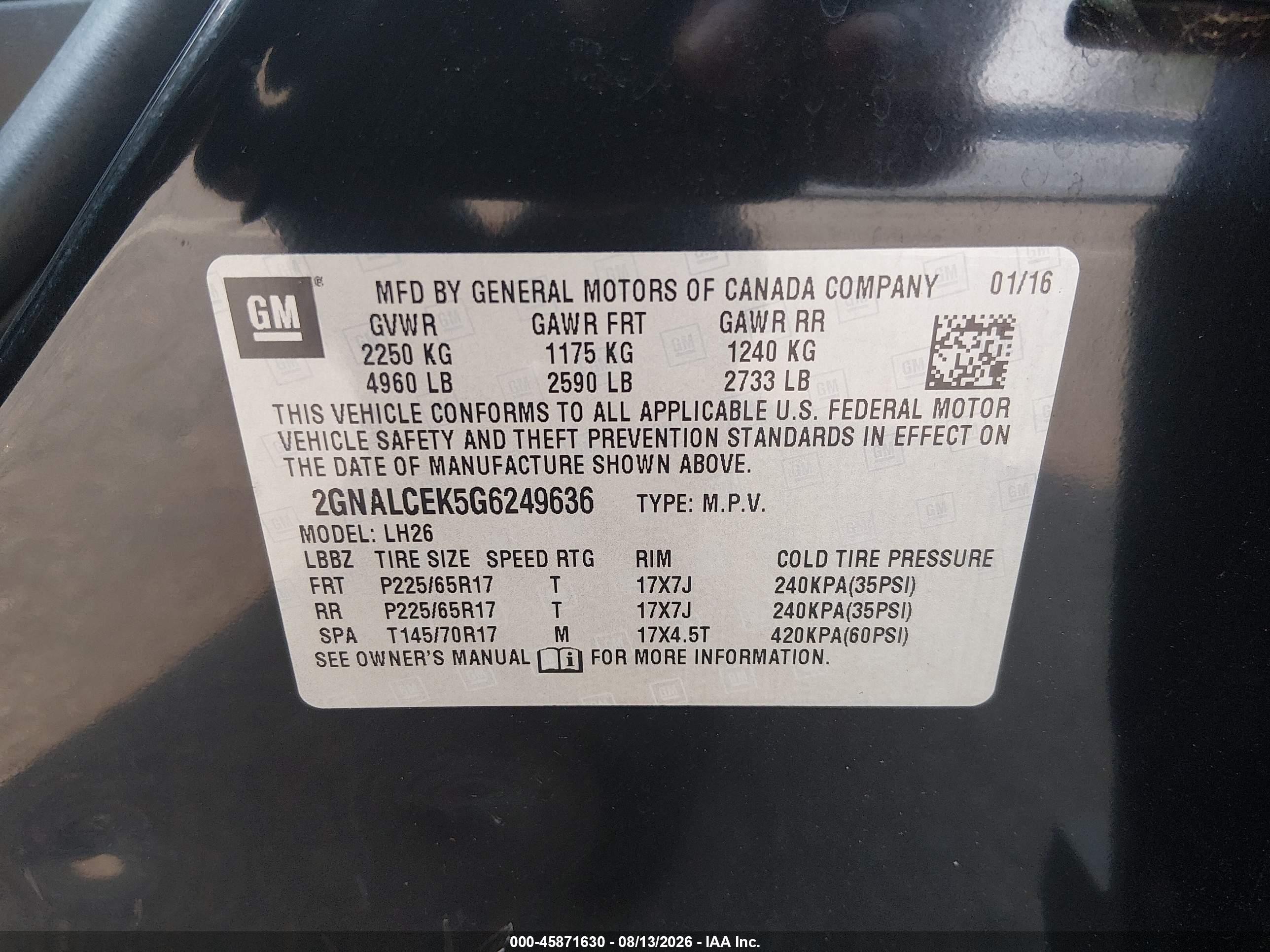 2016 Chevrolet Equinox Lt Черный vin: 2GNALCEK5G6249636