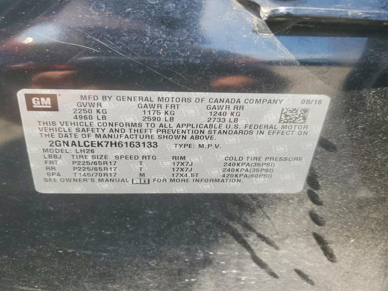 2017 Chevrolet Equinox Lt Черный vin: 2GNALCEK7H6163133