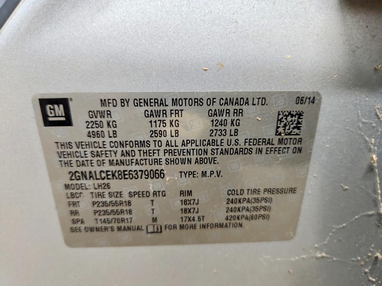 2014 Chevrolet Equinox Lt Серебряный vin: 2GNALCEK8E6379066