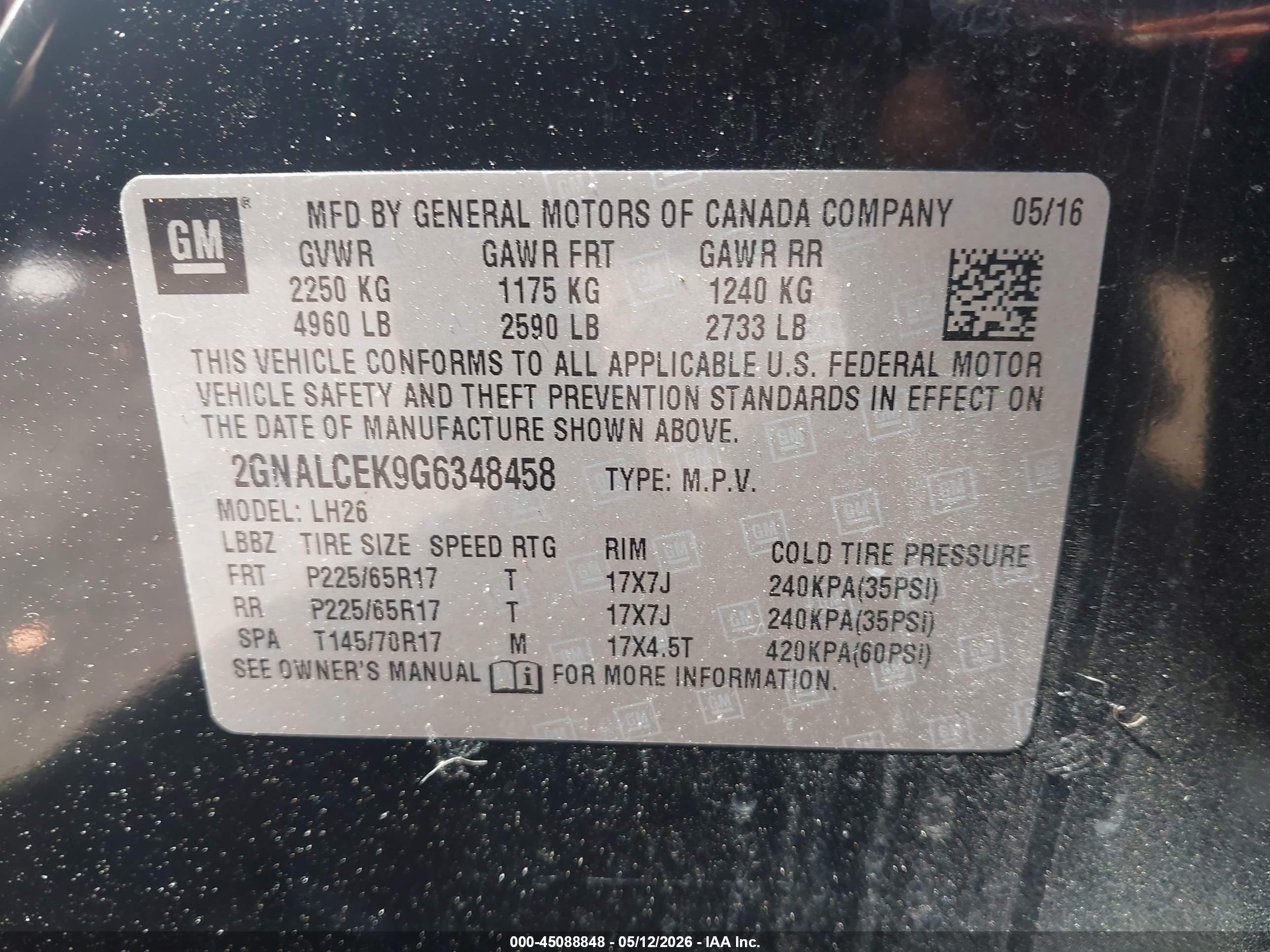 2016 Chevrolet Equinox Lt Черный vin: 2GNALCEK9G6348458