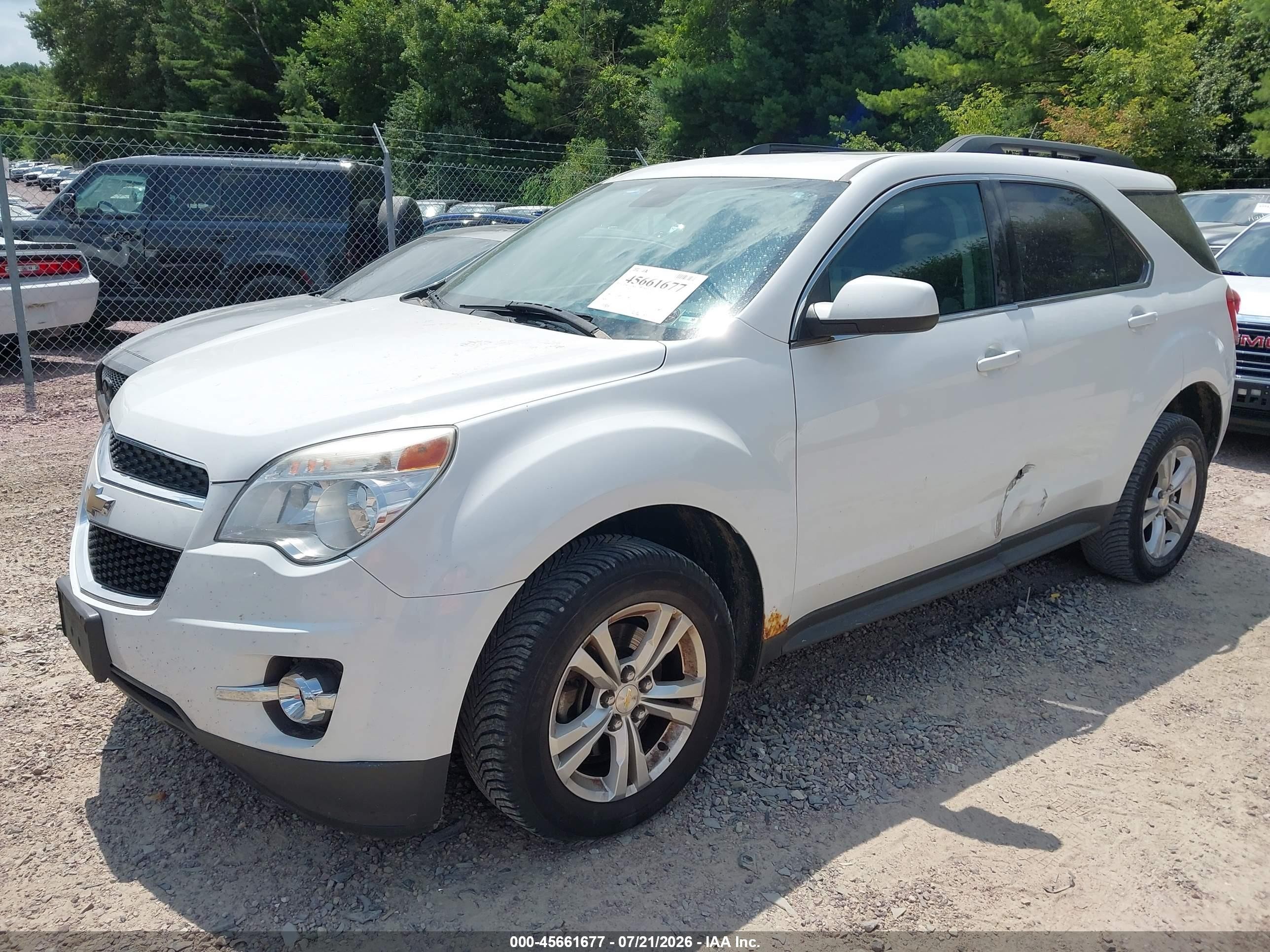 2015 Chevrolet Equinox Lt White vin: 2GNALCEKXF6346894