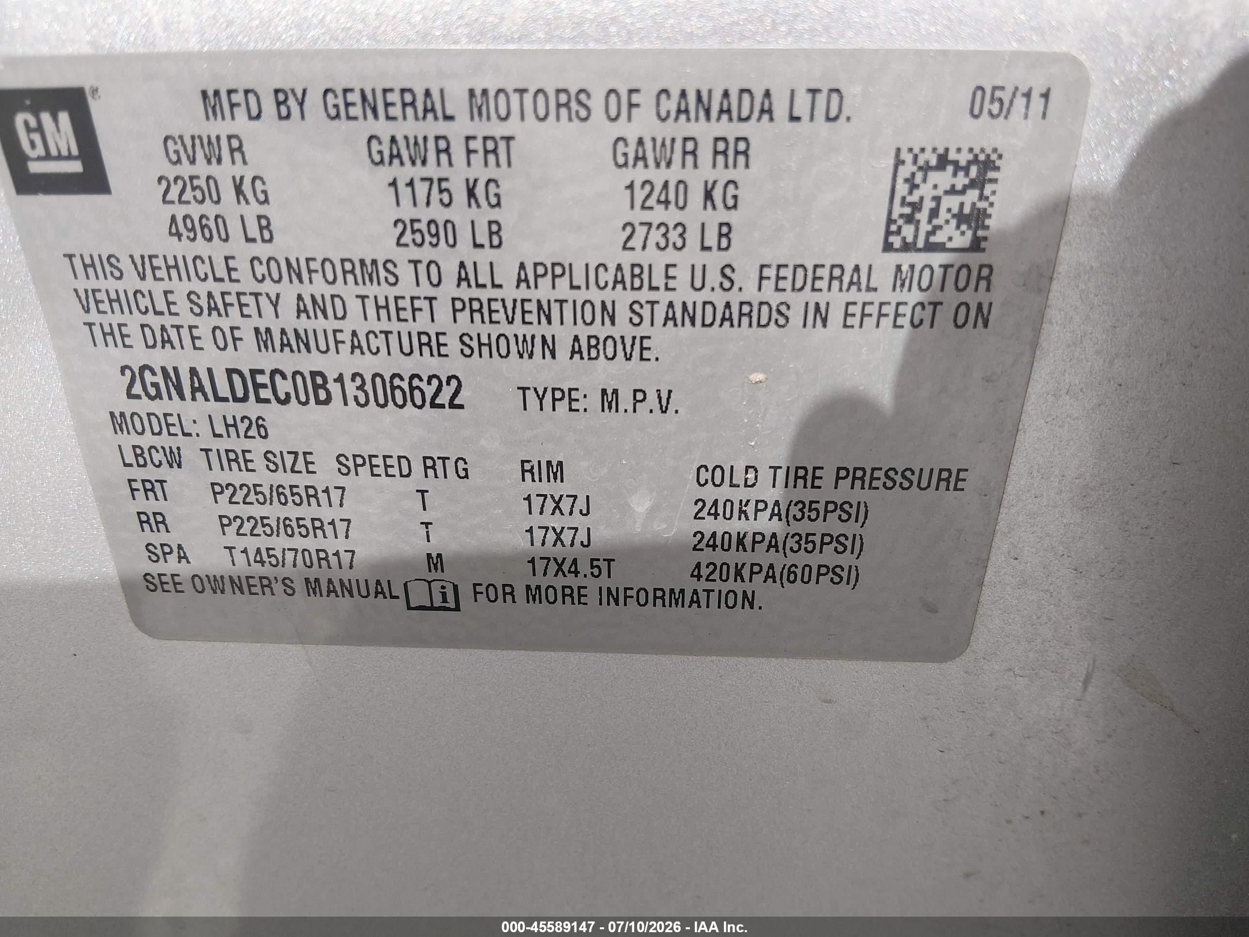 2011 Chevrolet Equinox Lt W/1lt Silver vin: 2GNALDEC0B1306622